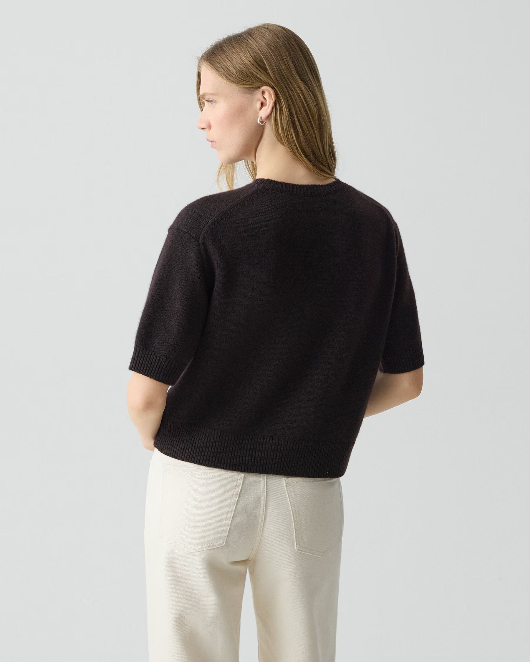 Theory Cashmere Cropped Tee - Cacao