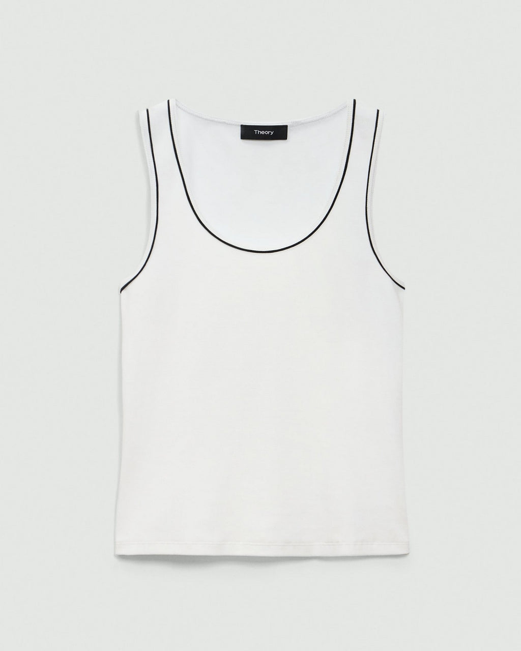 Theory Scoop Neck Tank Top in Compact Stretch Knit - Ivory