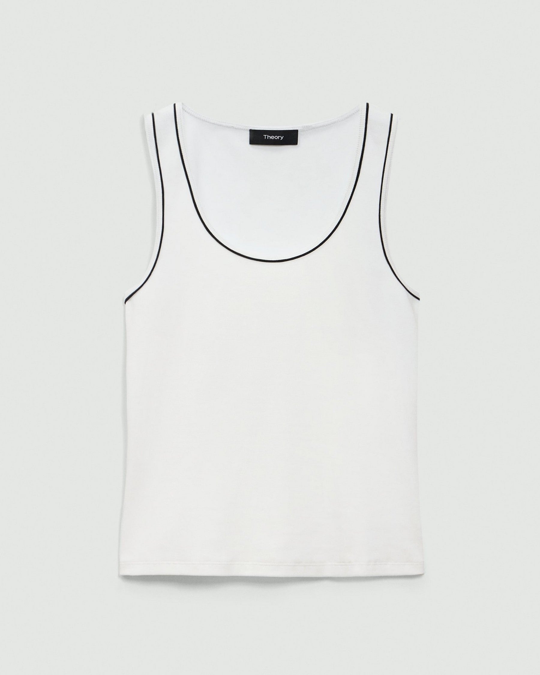 Theory Scoop Neck Tank Top in Compact Stretch Knit - Ivory
