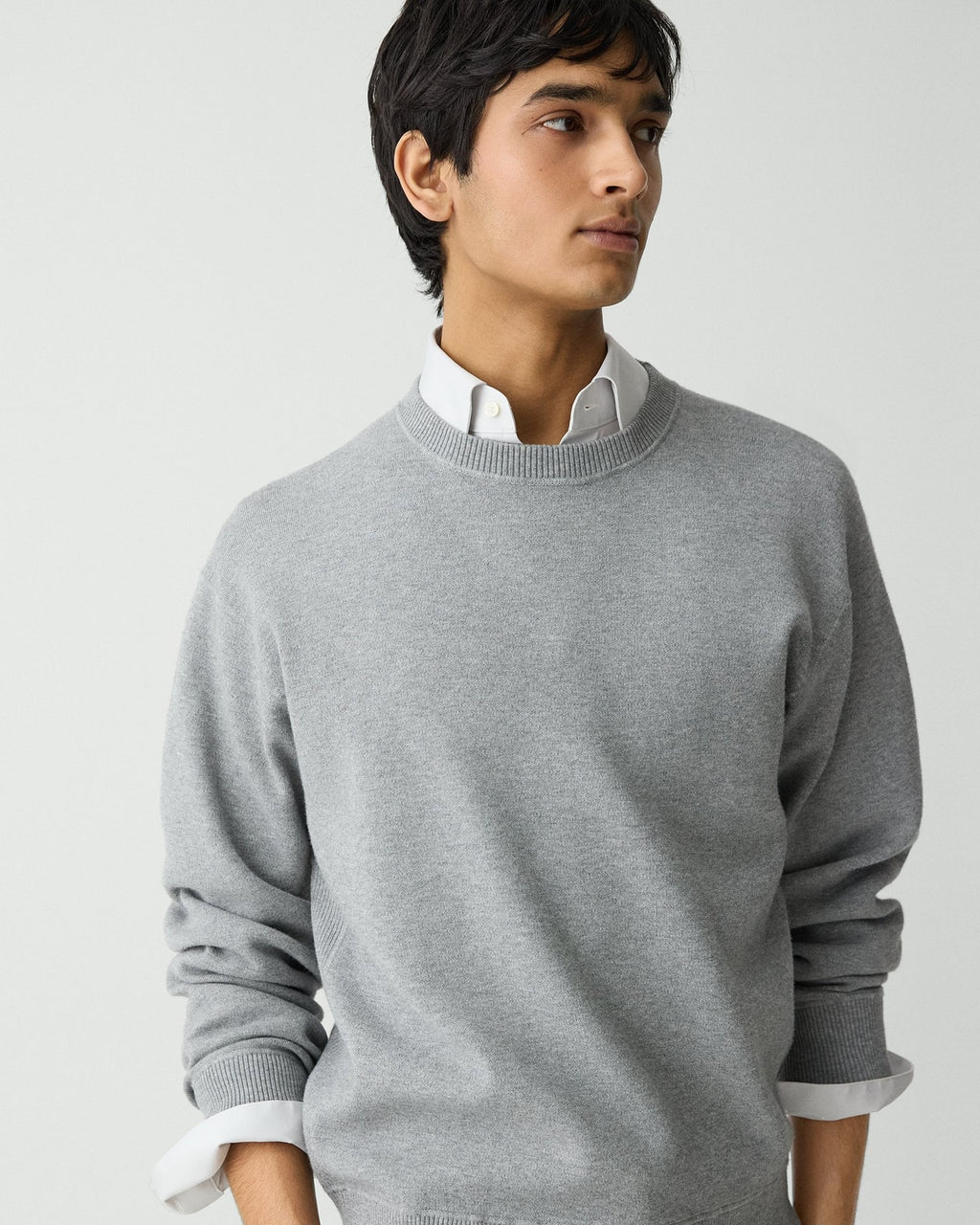 Theory Relaxed Crewneck Sweatshirt in Light Bilen - Melange Grey