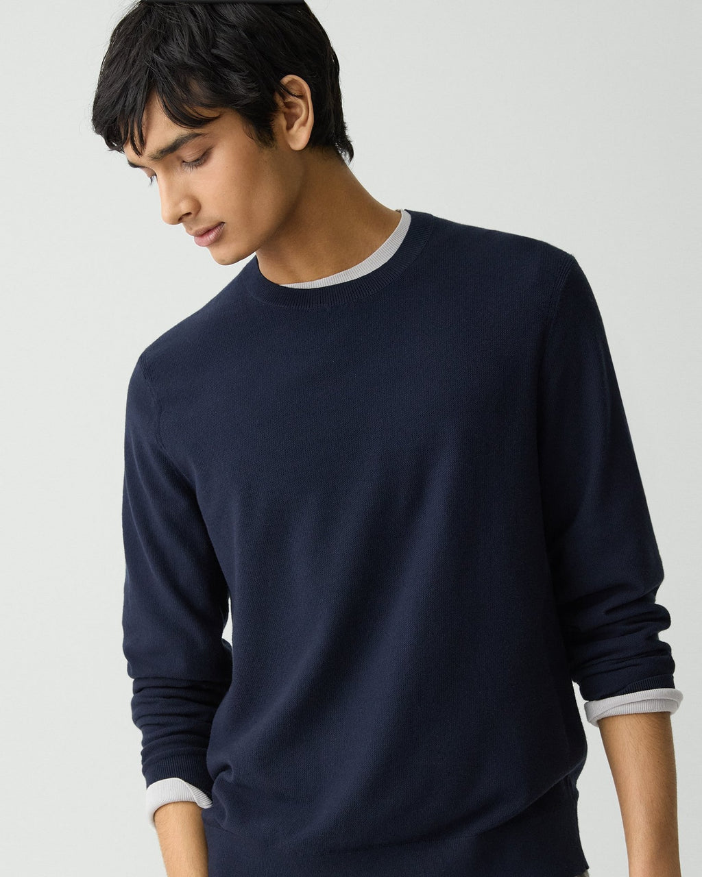 Theory Riland Crewneck Sweater in Light Bilen - Baltic