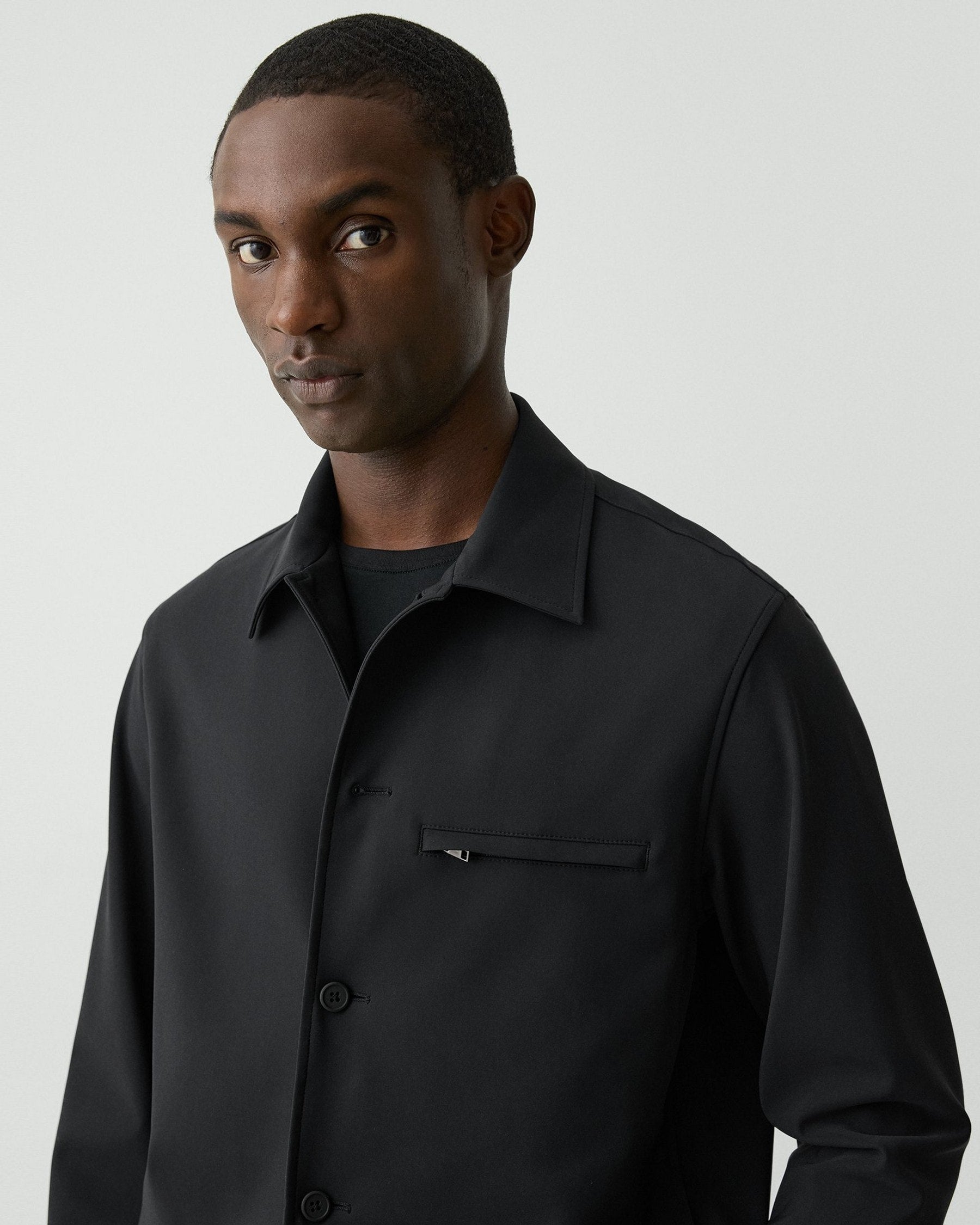 Theory Overshirt in Precision Ponte - Black