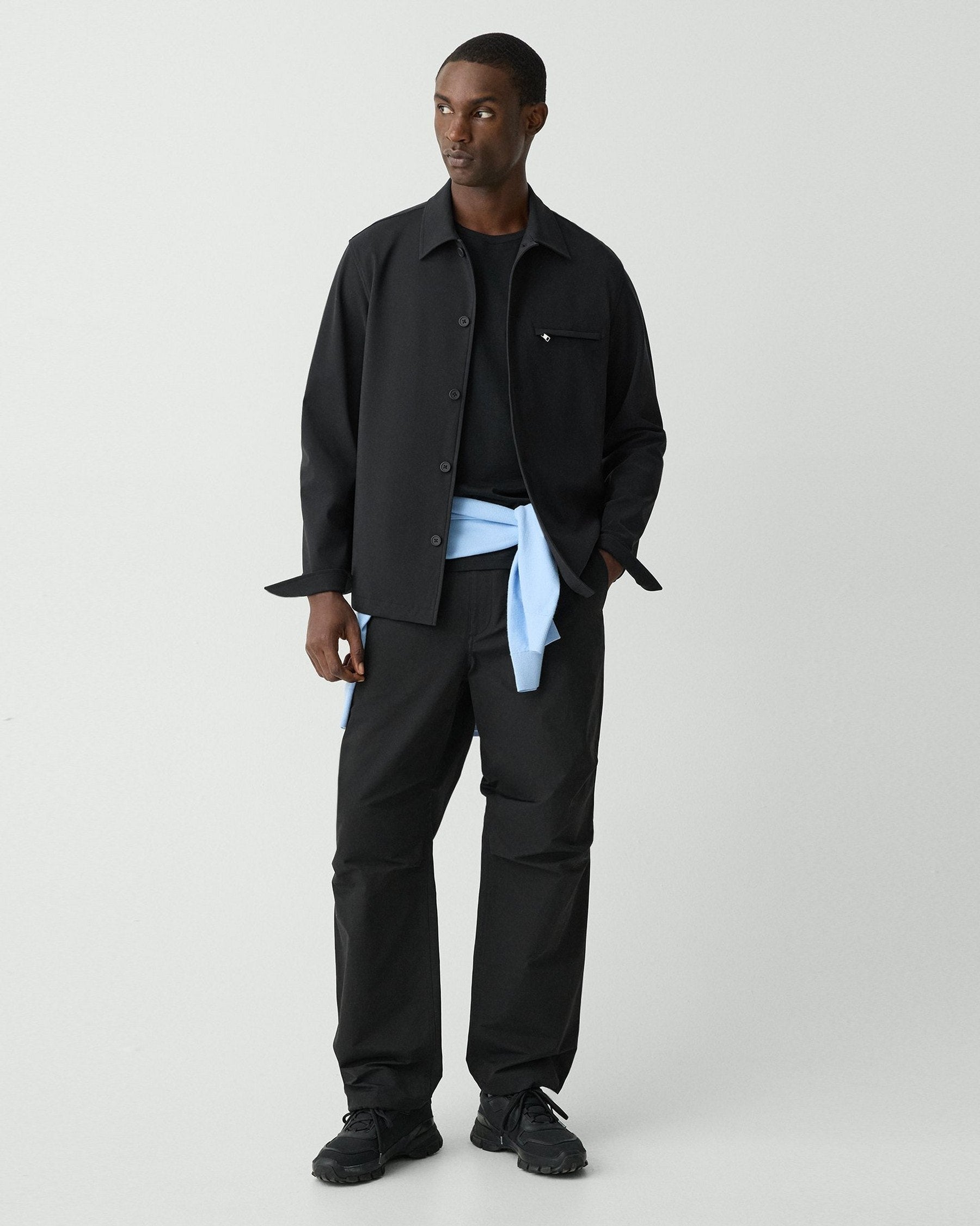 Theory Overshirt in Precision Ponte - Black