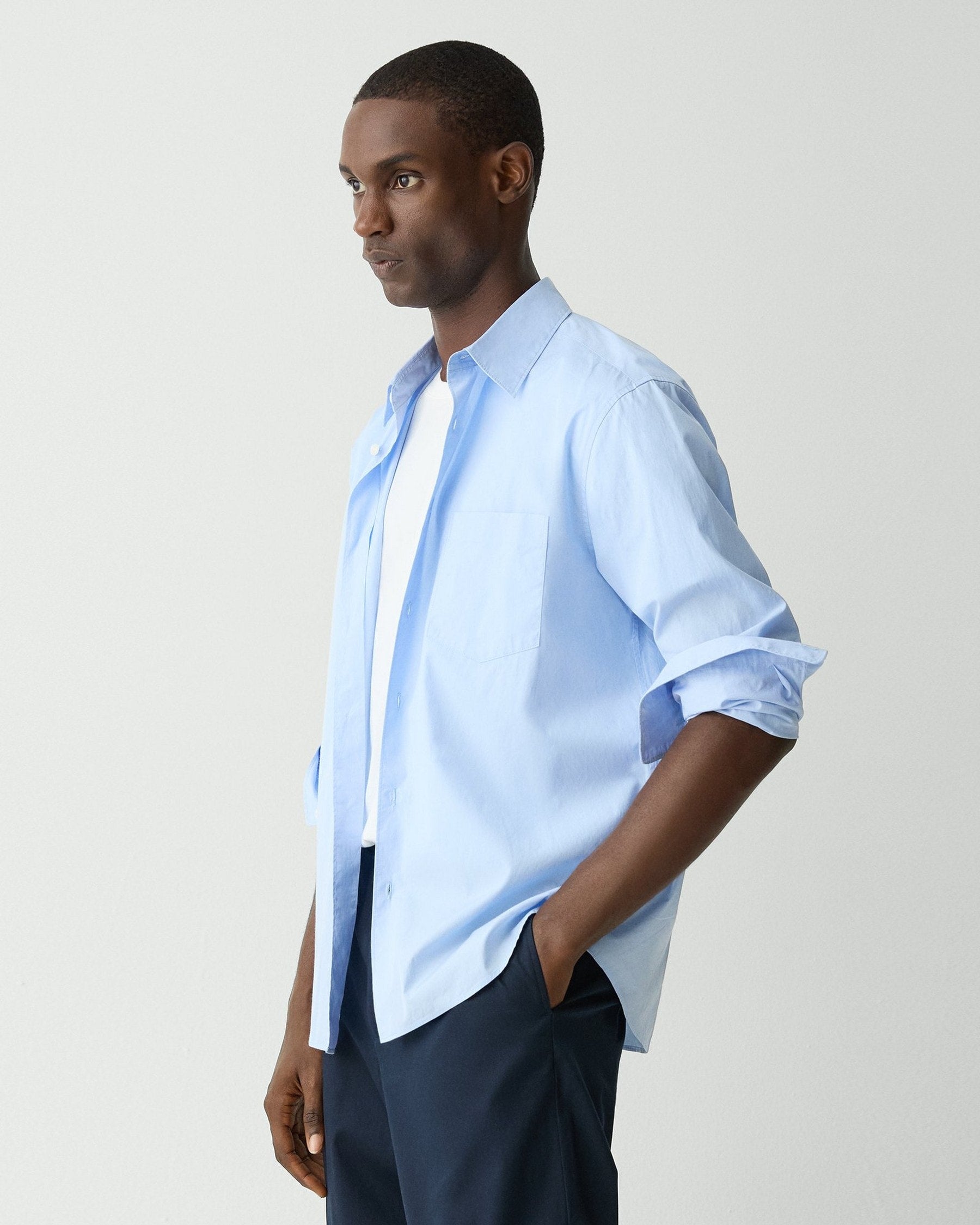 Theory Weekend Shirt in Cotton - Clear Sky