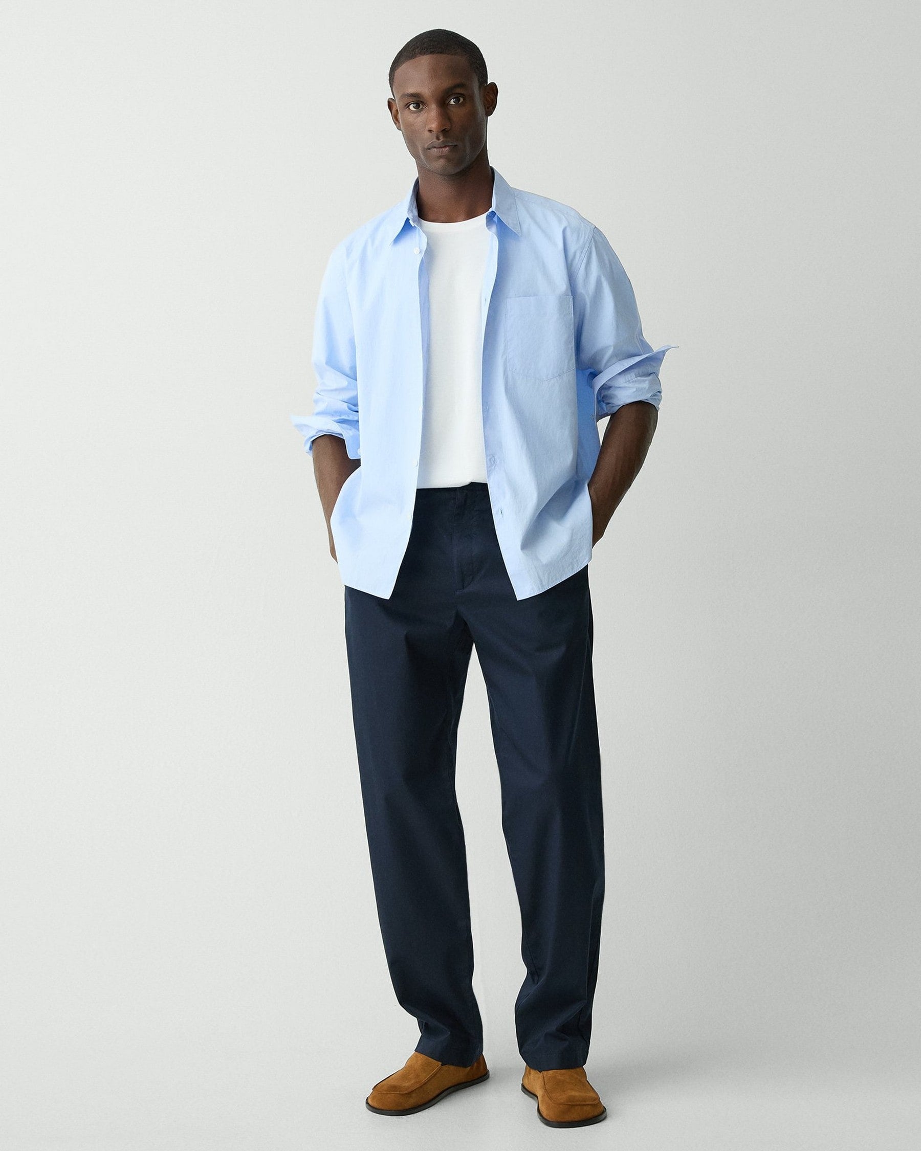 Theory Weekend Shirt in Cotton - Clear Sky