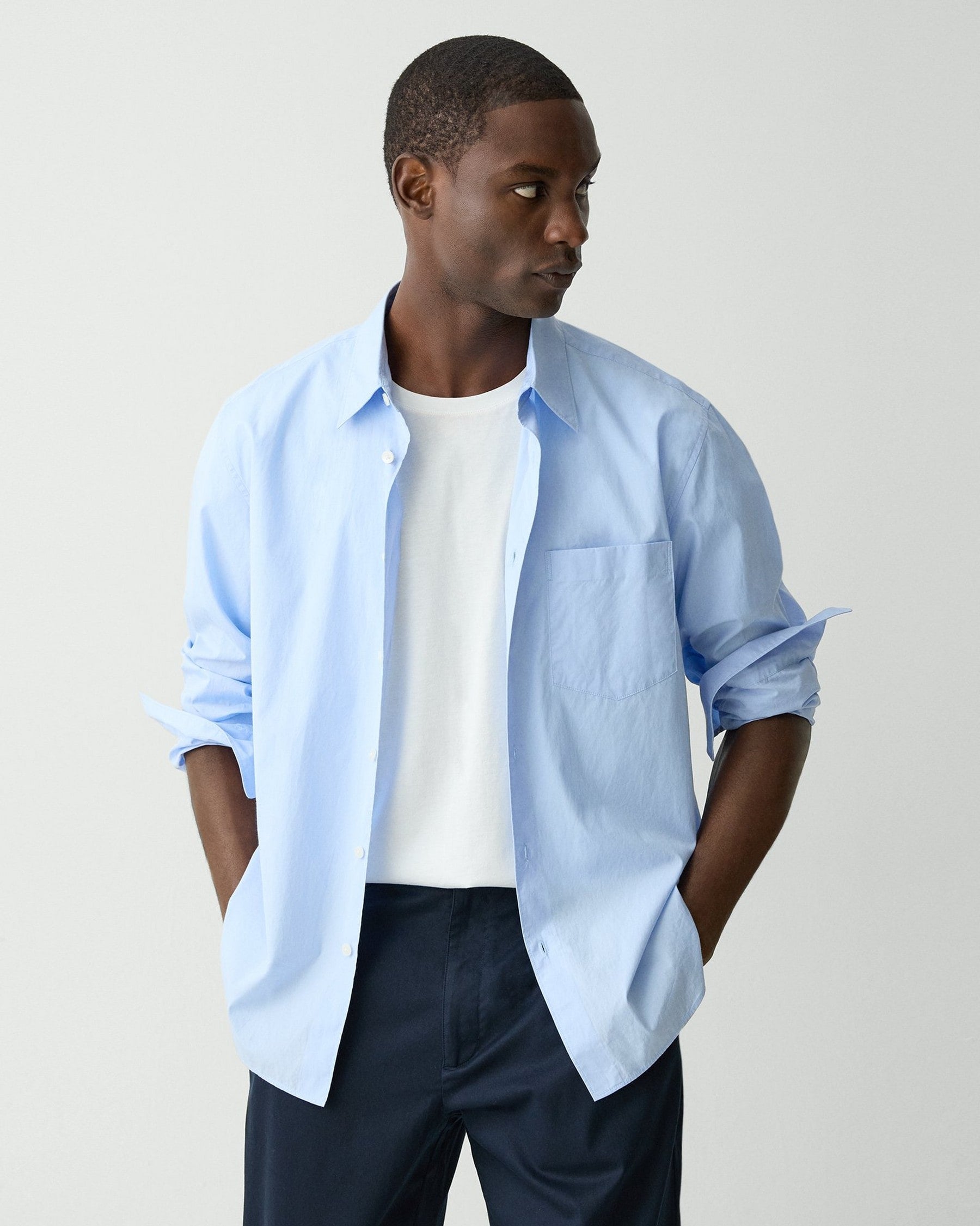 Theory Weekend Shirt in Cotton - Clear Sky