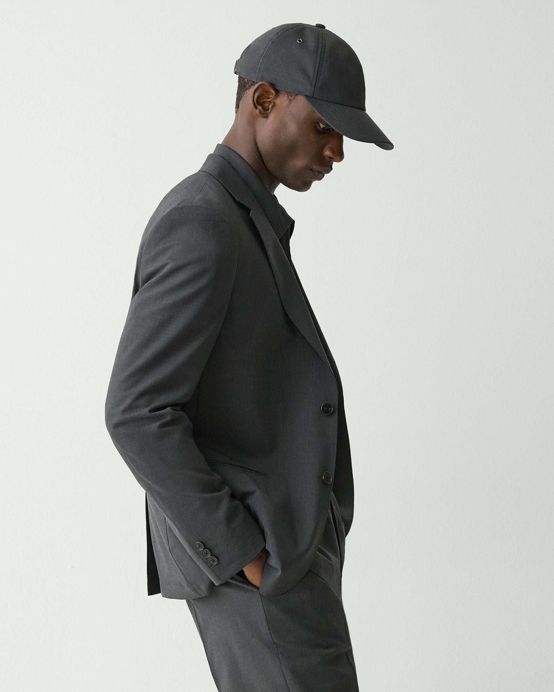 Theory Clinton Blazer in Motion Wool - Charcoal Melange