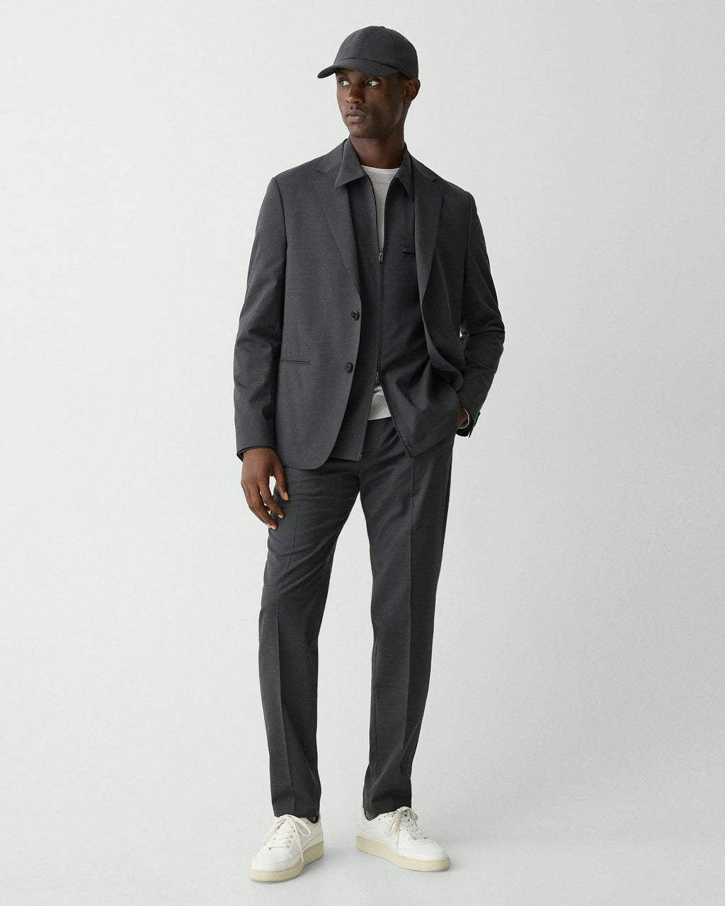 Theory Clinton Blazer in Motion Wool - Charcoal Melange
