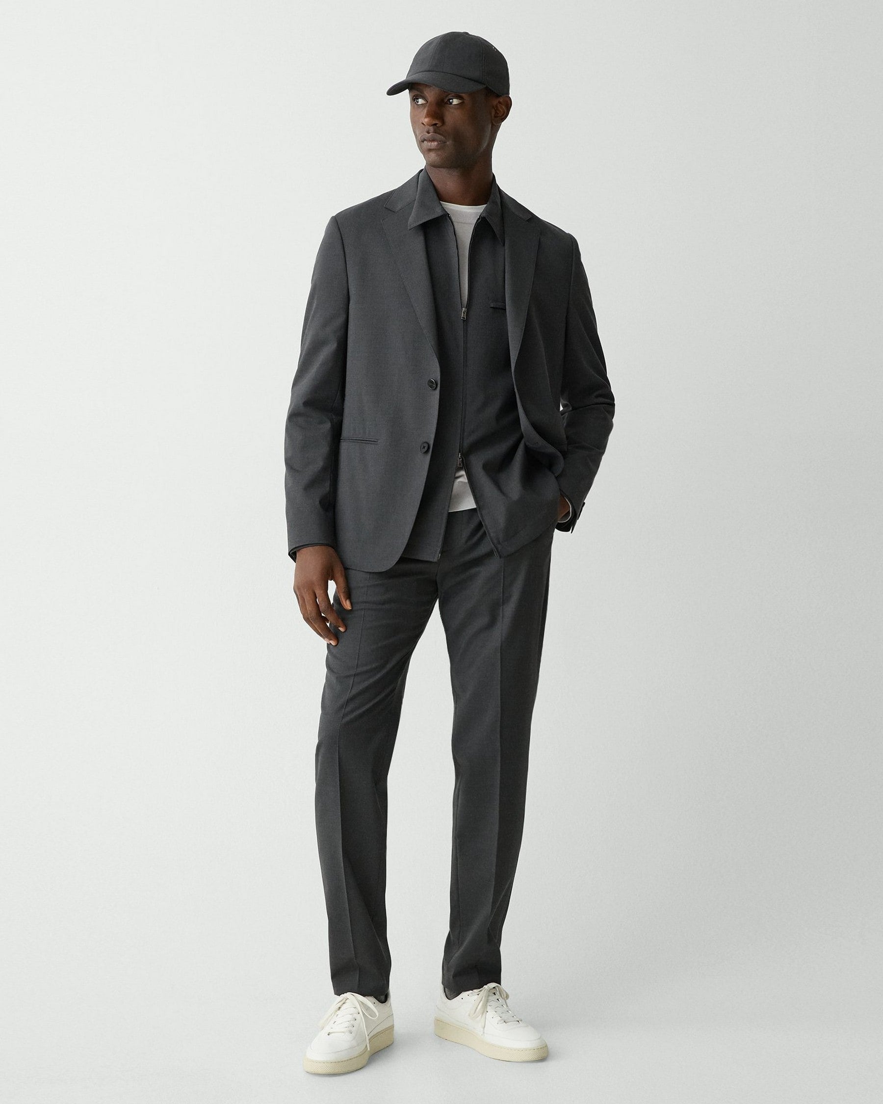 Theory Clinton Blazer in Motion Wool - Charcoal Melange