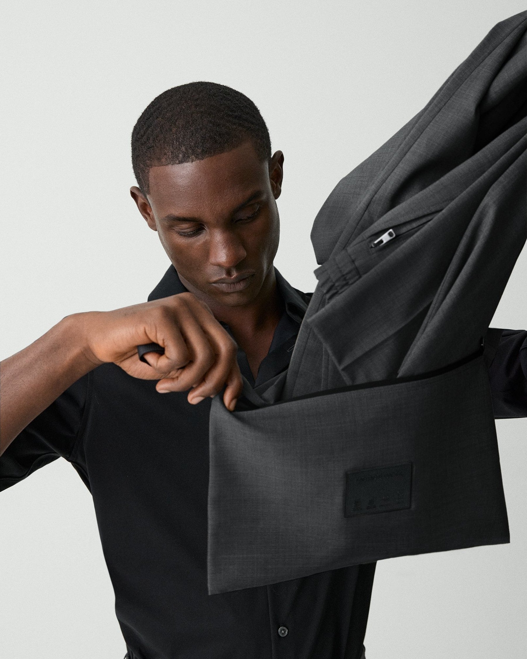 Theory Clinton Blazer in Motion Wool - Charcoal Melange