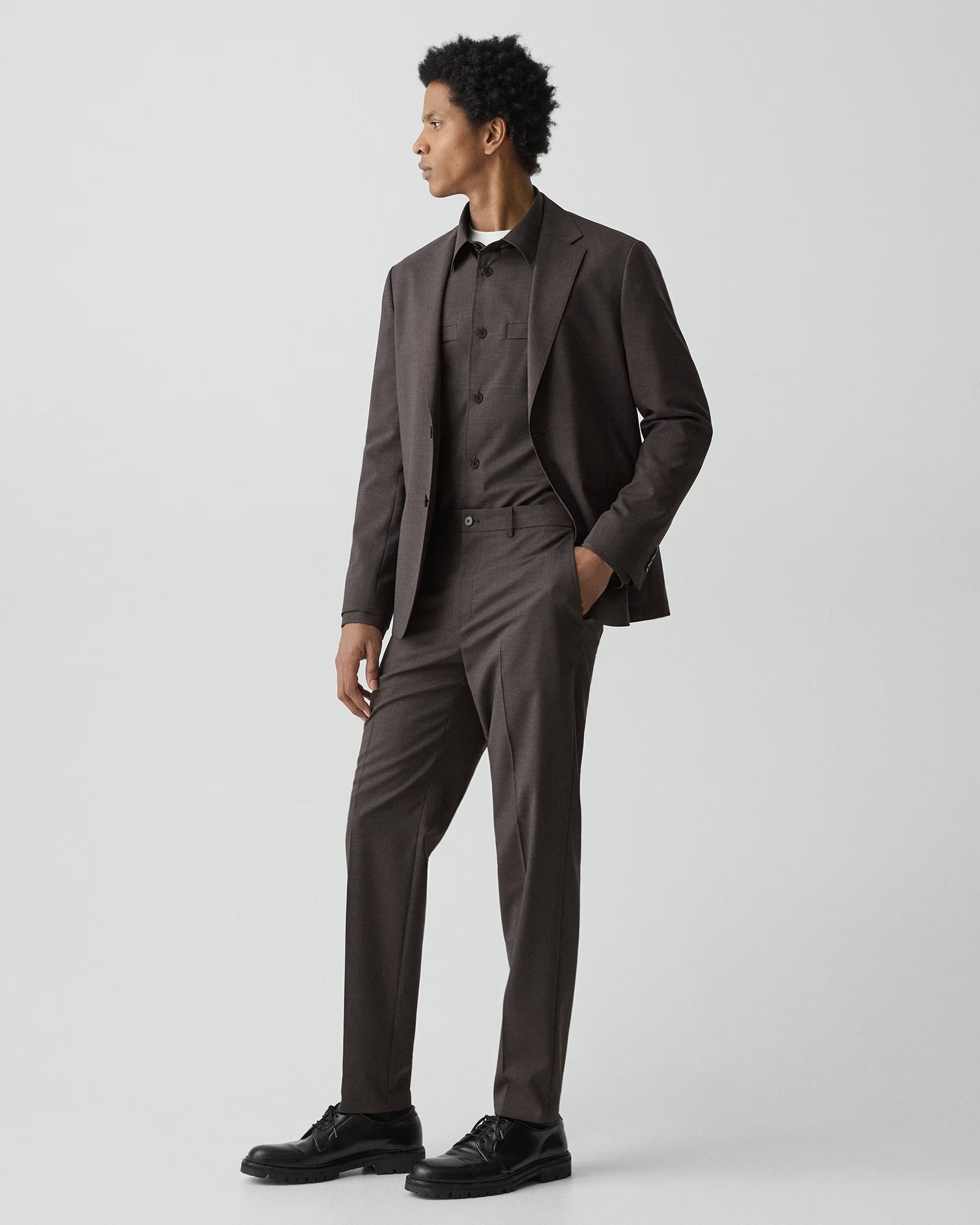 Theory Motion Wool Curtis Drawstring Pant - Brownwood Melange