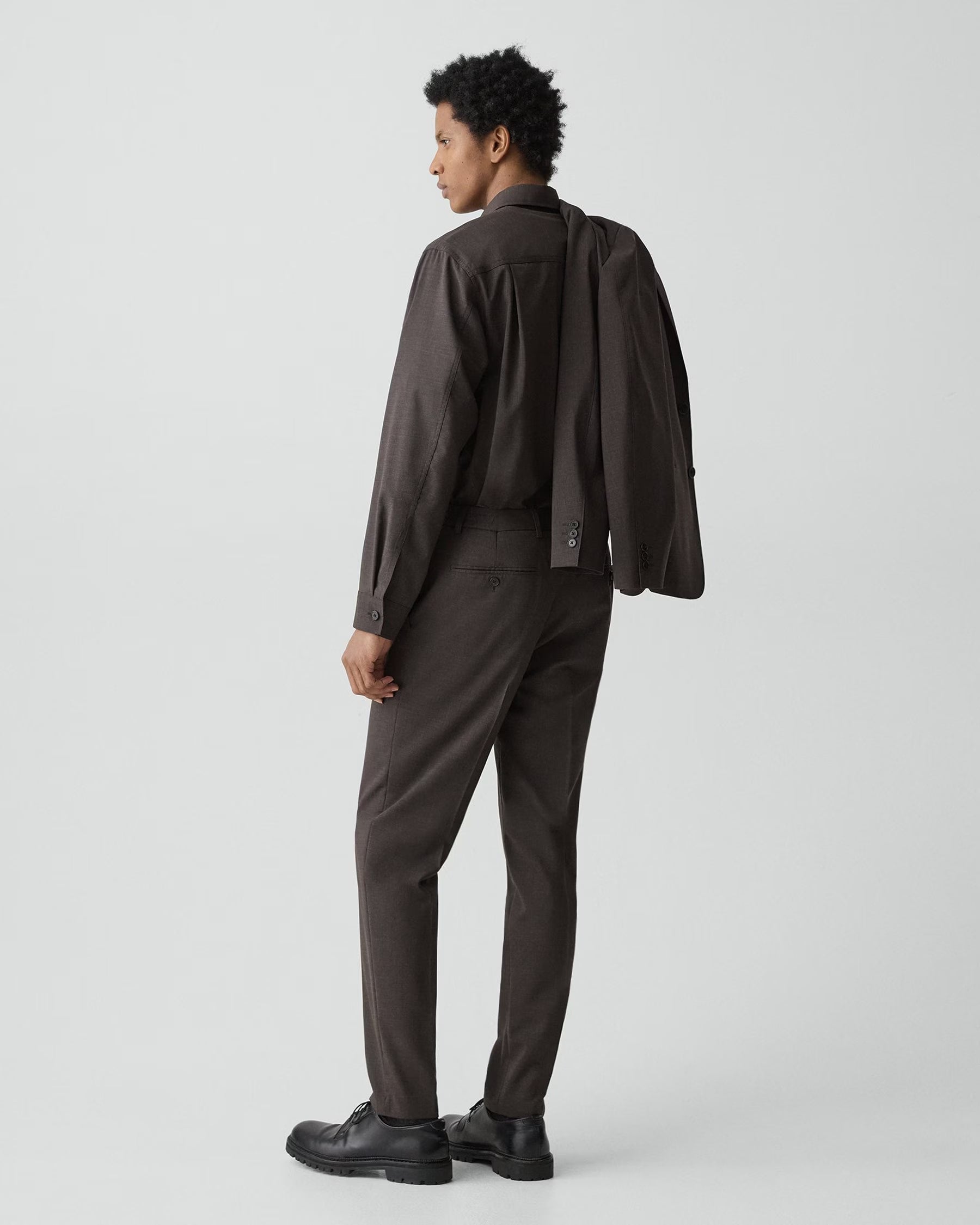 Theory Motion Wool Curtis Drawstring Pant - Brownwood Melange