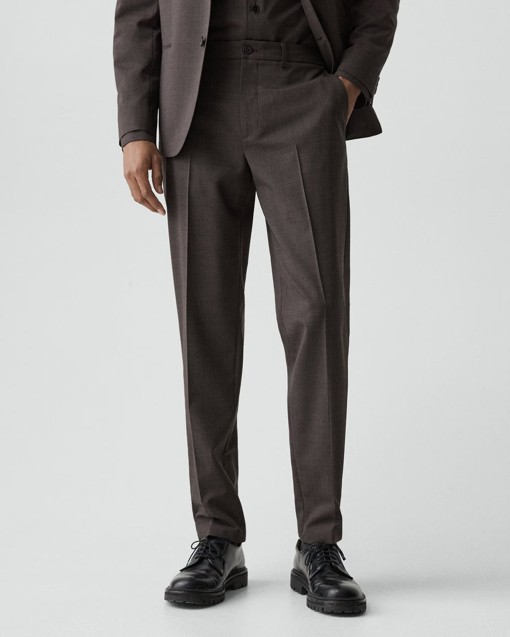 Theory Motion Wool Curtis Drawstring Pant - Brownwood Melange