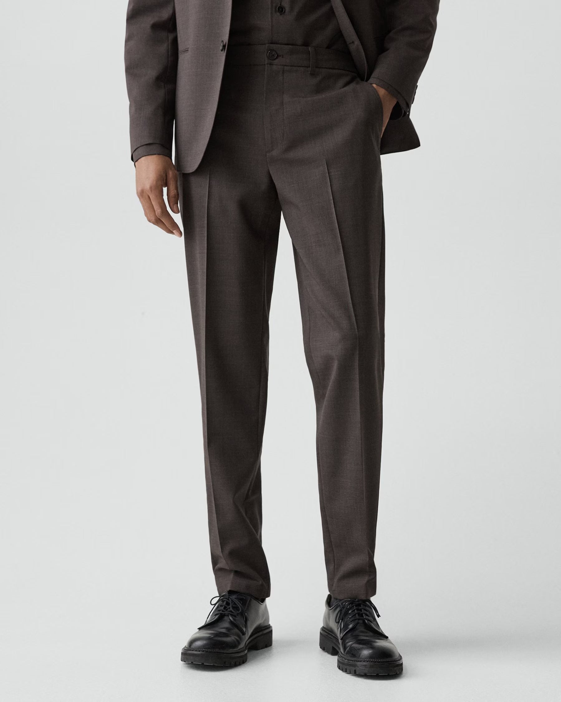 Theory Motion Wool Curtis Drawstring Pant - Brownwood Melange