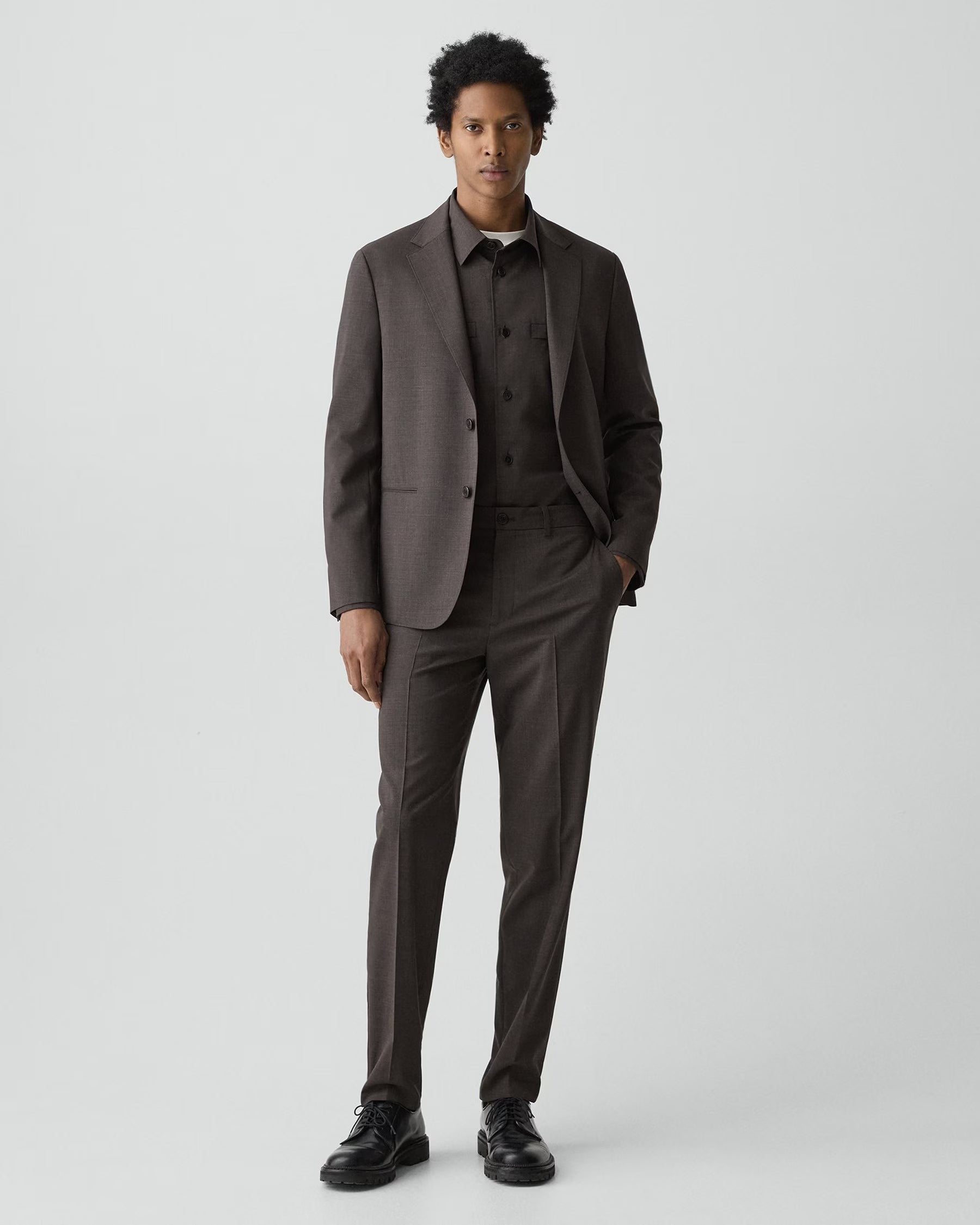 Theory Motion Wool Curtis Drawstring Pant - Brownwood Melange