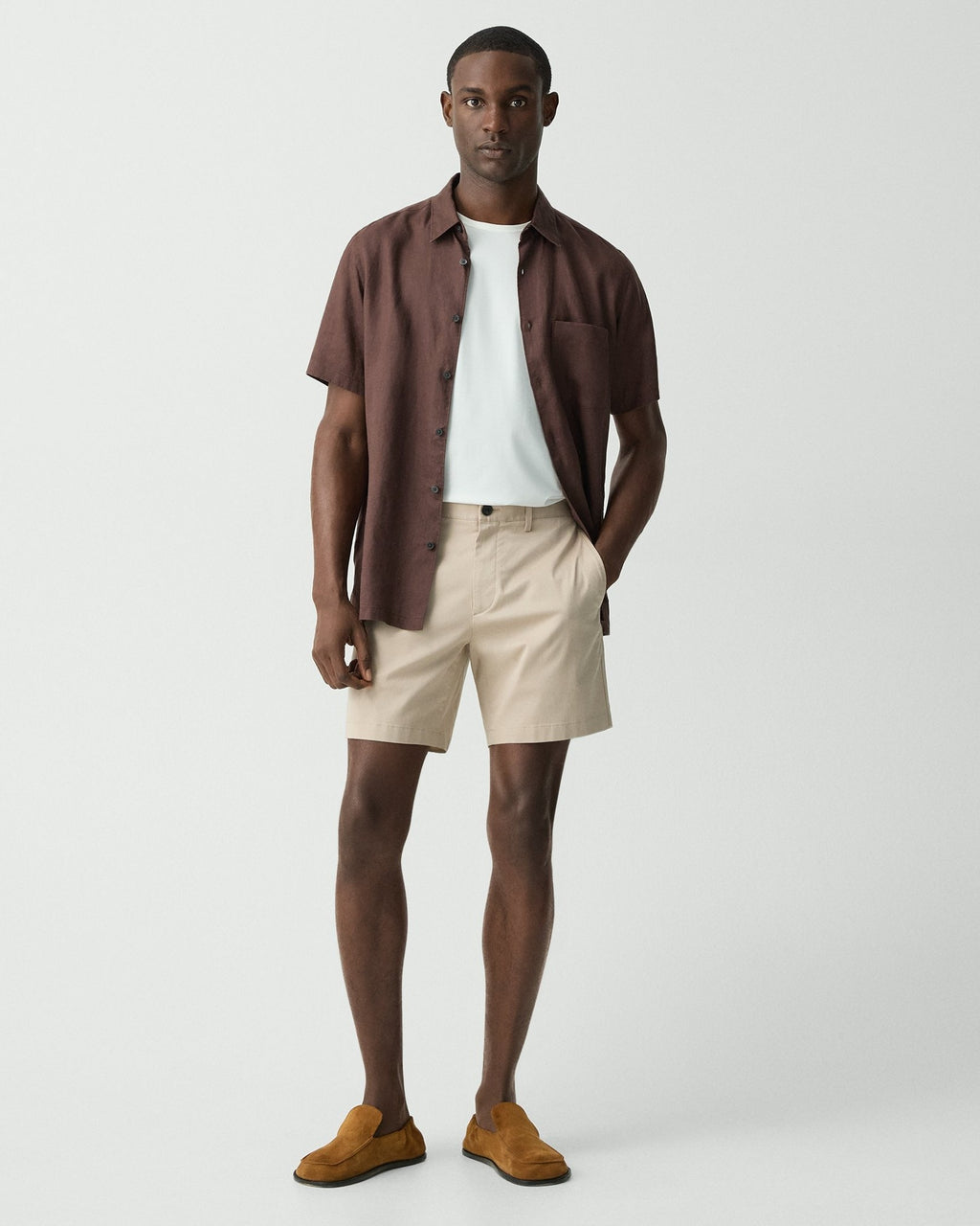 Theory Zaine Stretch Cotton Short - Earl Grey