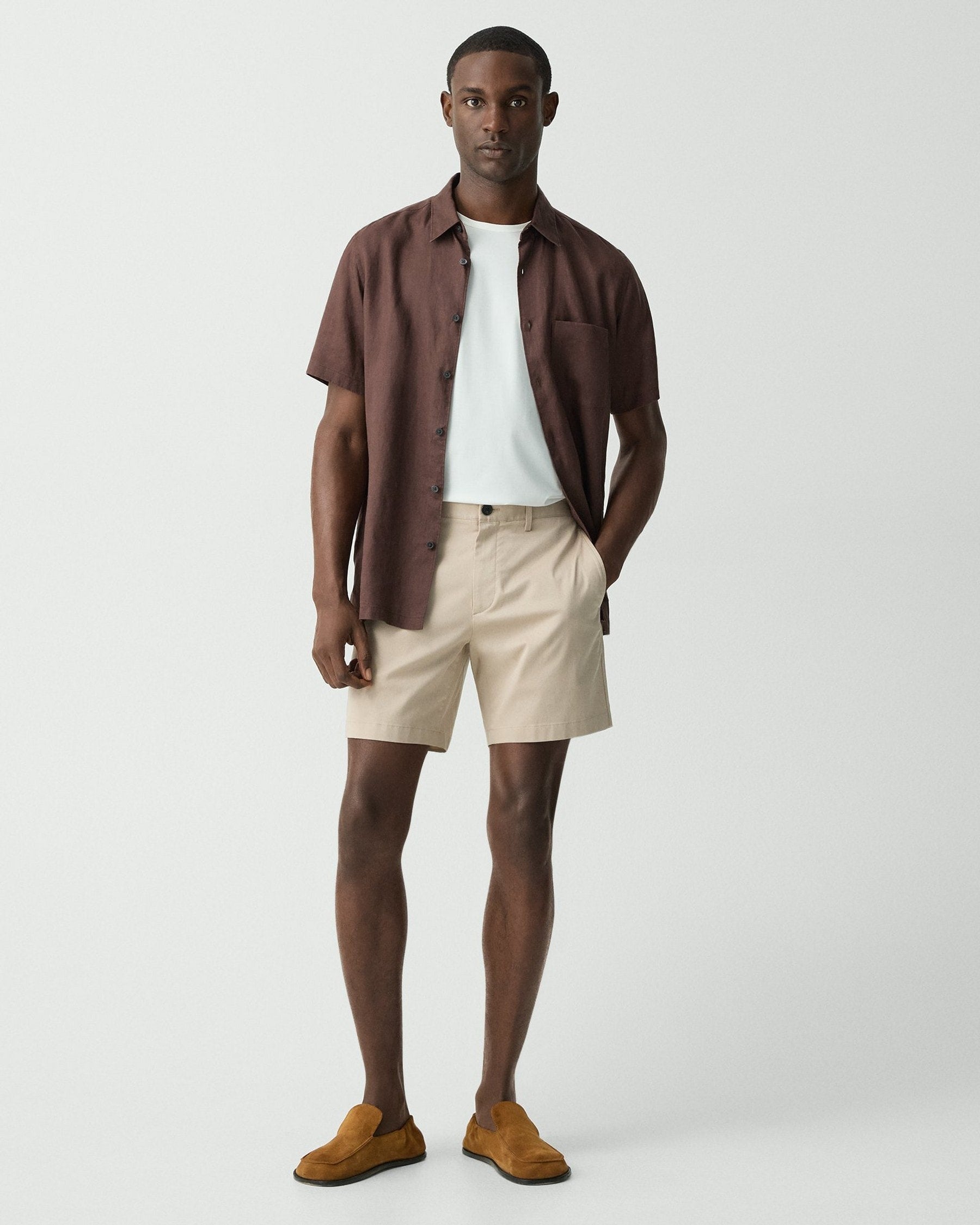 Theory Zaine Stretch Cotton Short - Earl Grey