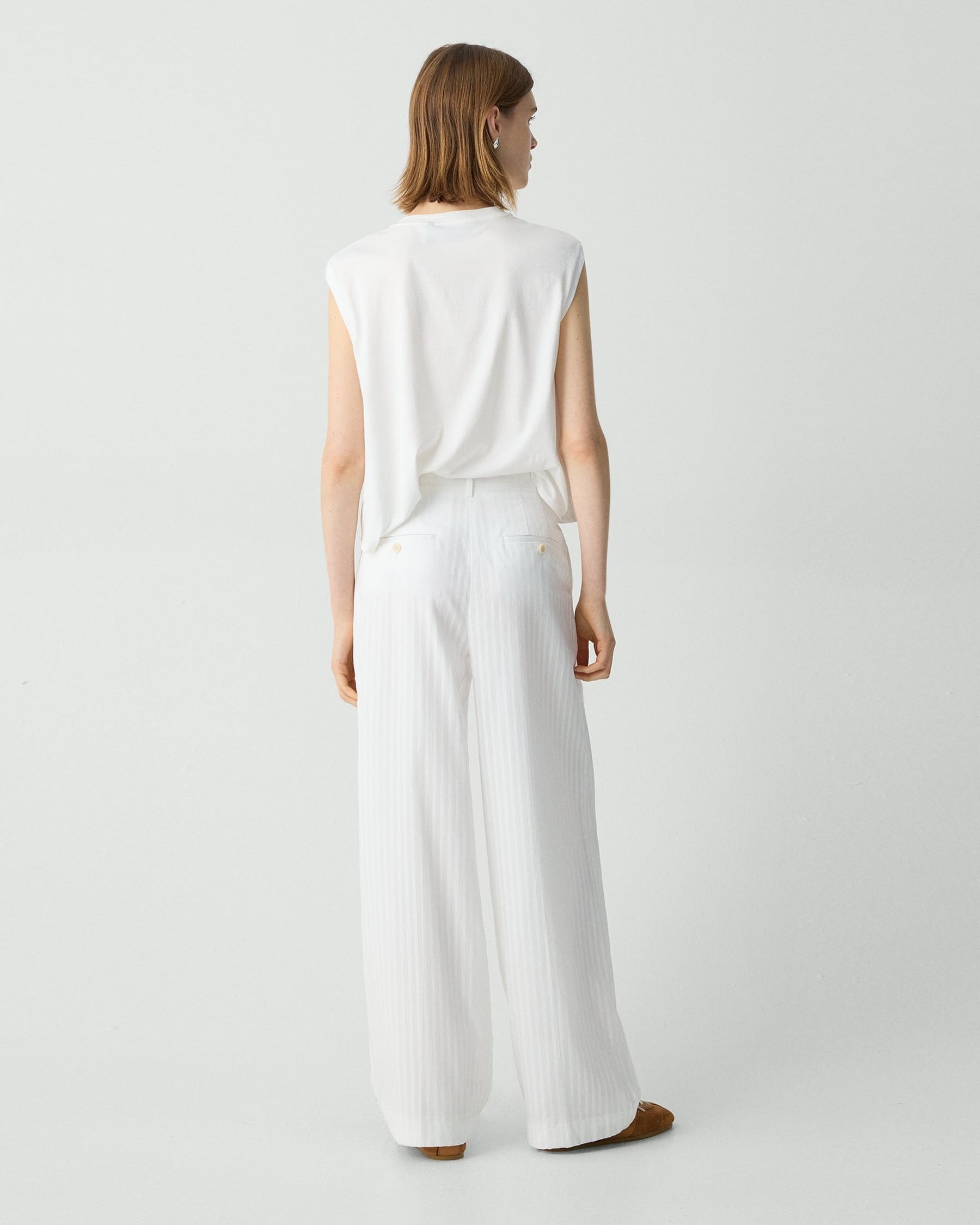 Theory Double Pleat Pant - White