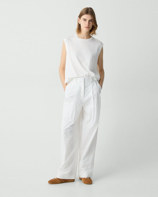Theory Double Pleat Pant in White