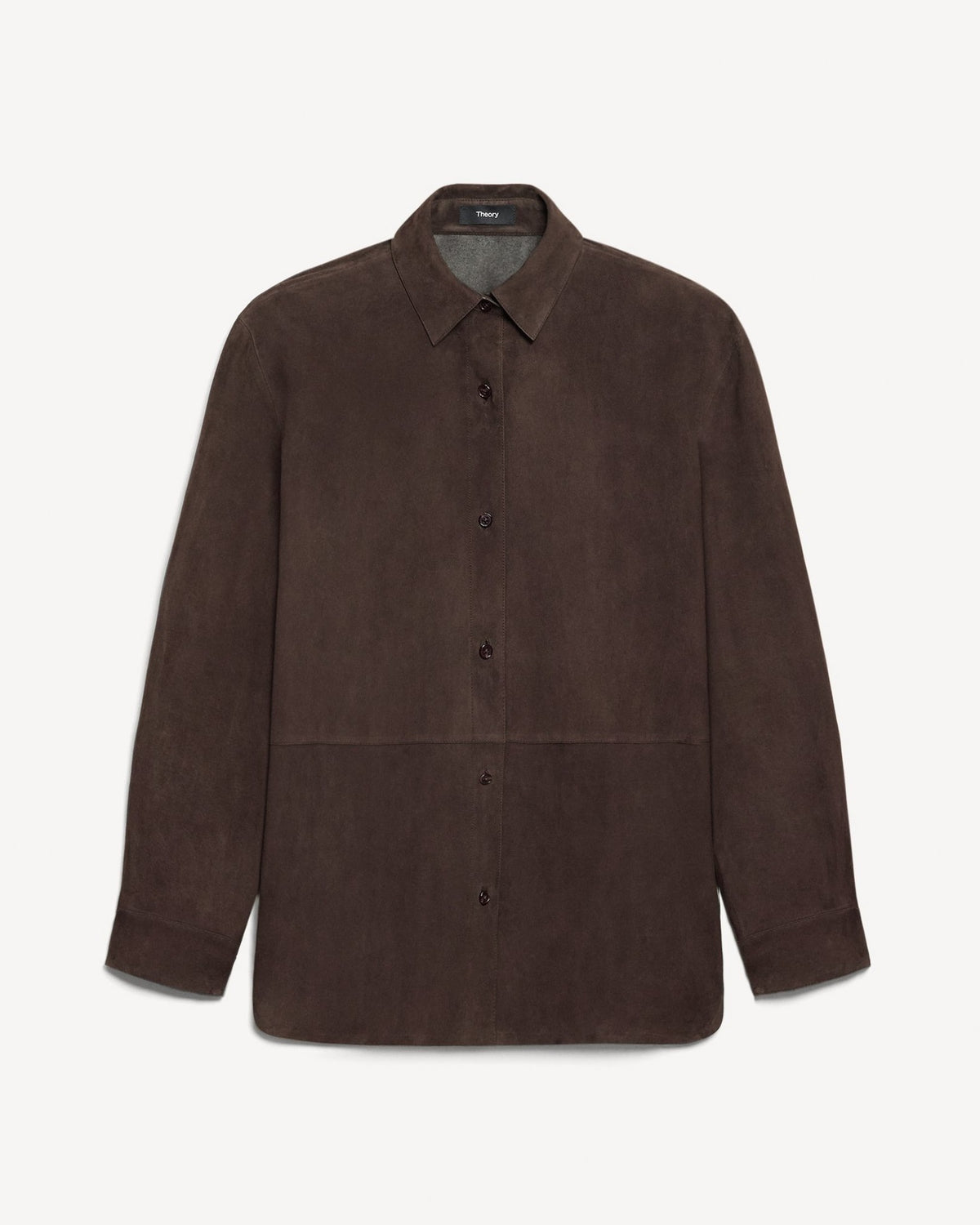 Theory Classic Menswear Shirt in Suede - Cacao