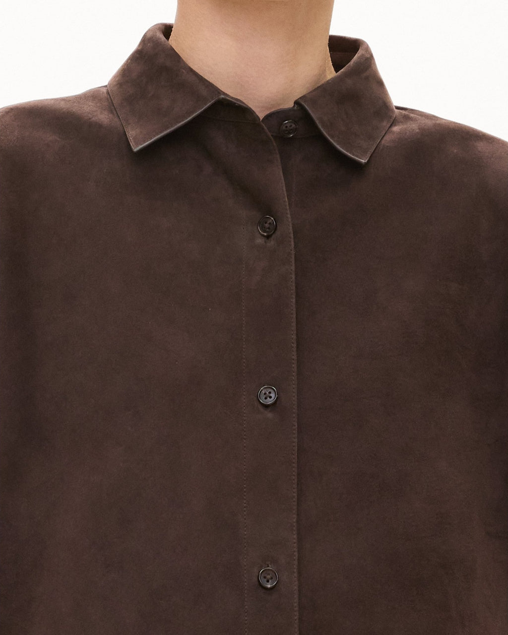 Theory Classic Menswear Shirt in Suede - Cacao