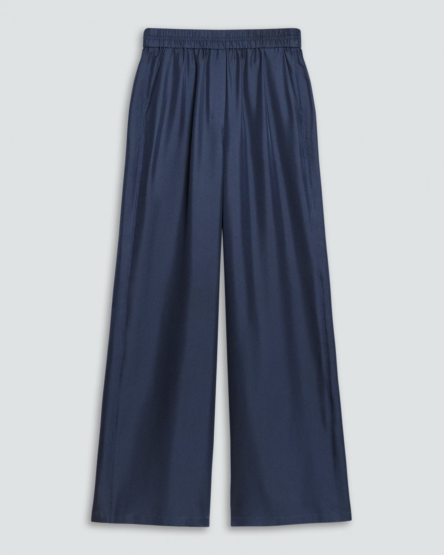 Theory Pull-On Track Pant in Mod Silk Twill- Nocturne Navy