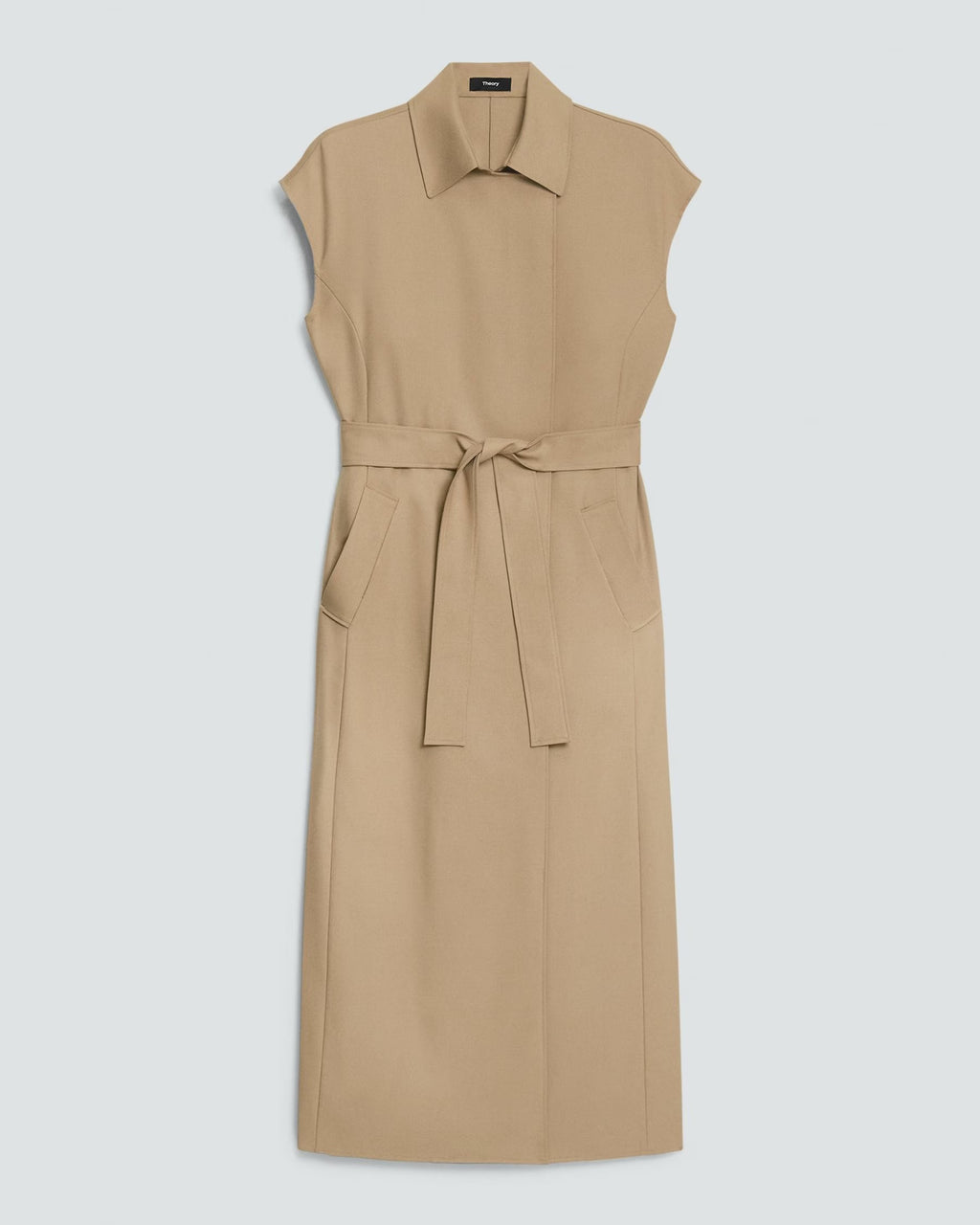 Theory Double-Breasted Belt Dress in Wool-Blend Flannel