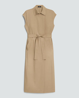 Theory Double-Breasted Belt Dress in Wool-Blend Flannel