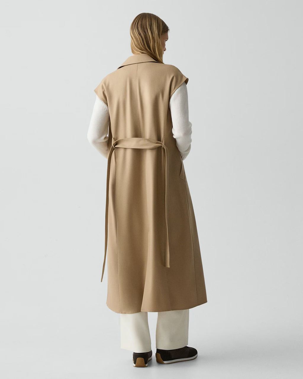 Theory Double-Breasted Belt Dress in Wool-Blend Flannel