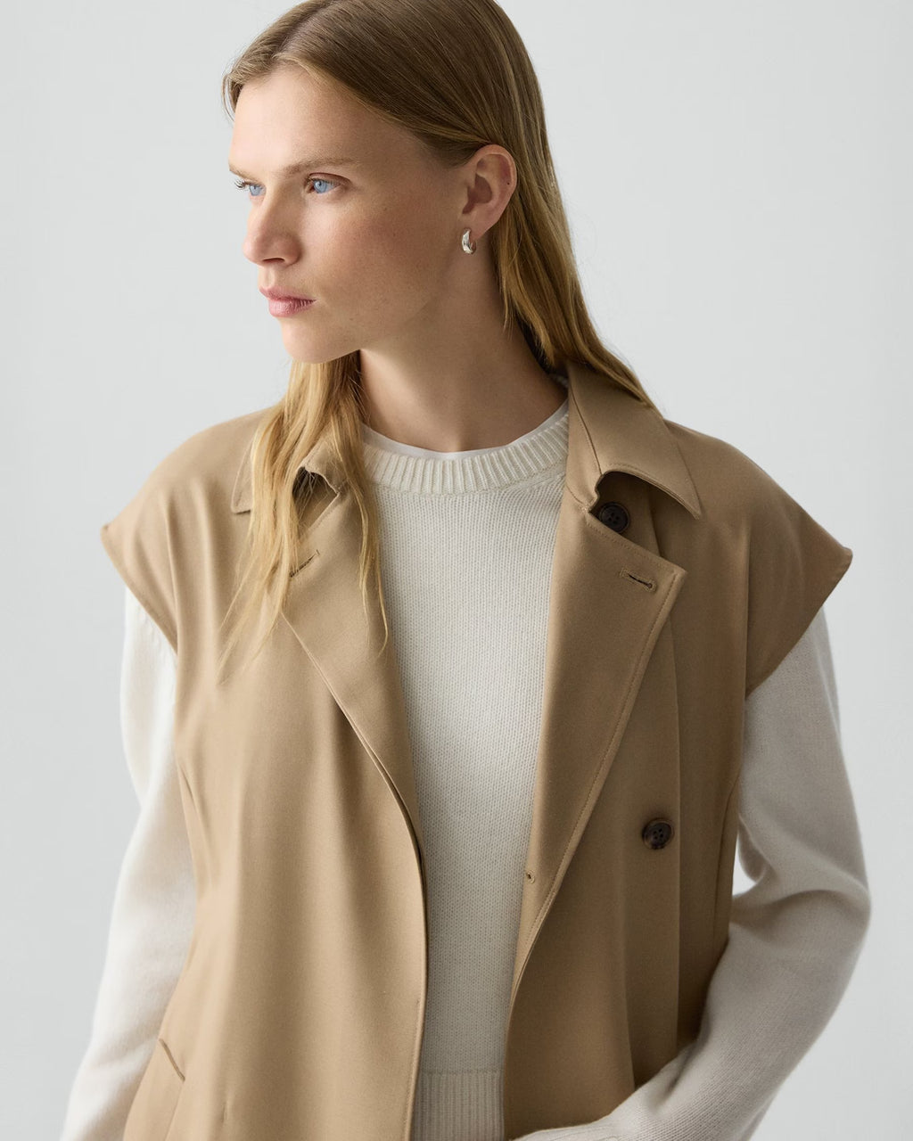 Theory Double-Breasted Belt Dress in Wool-Blend Flannel
