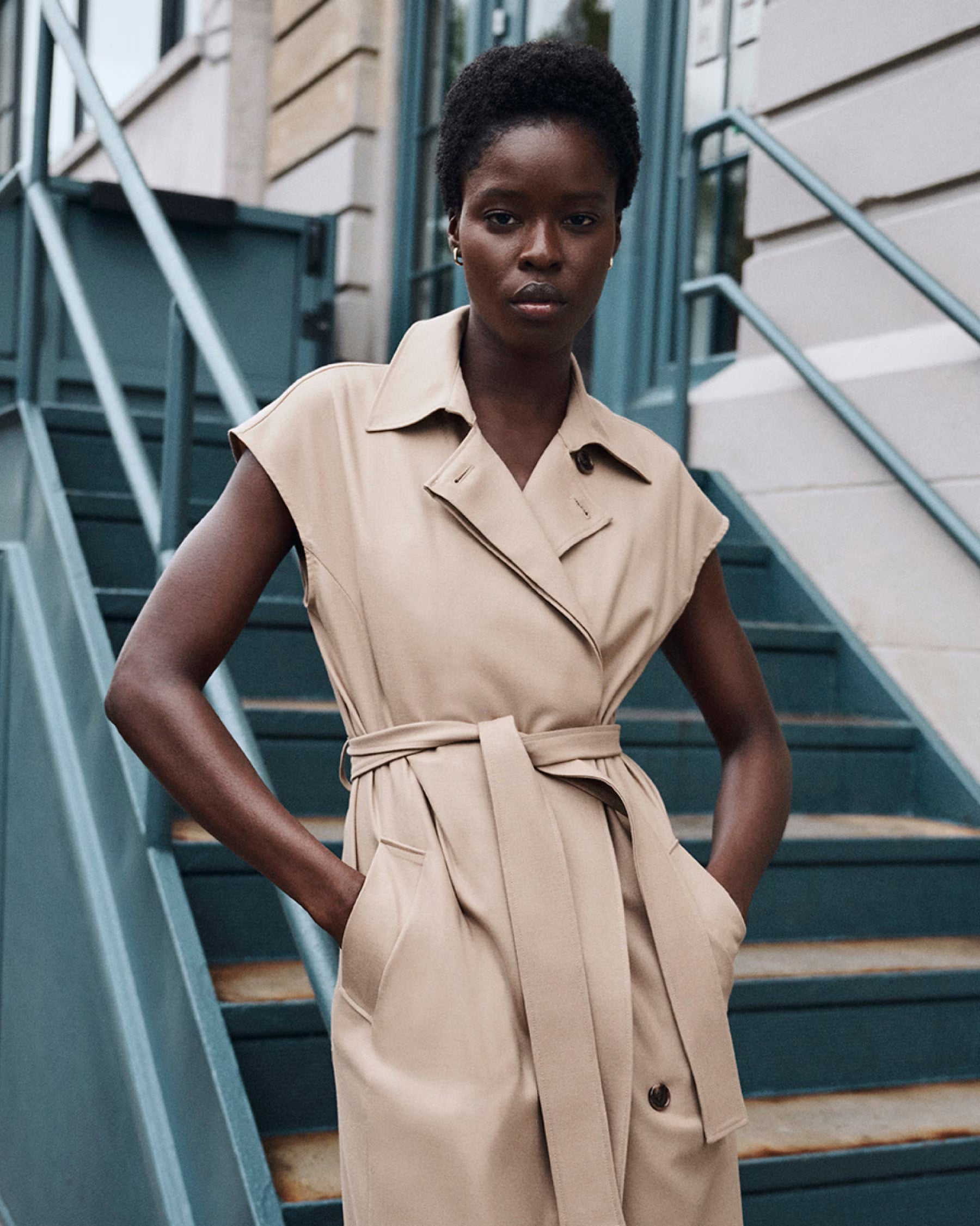 Theory Double-Breasted Belt Dress in Wool-Blend Flannel