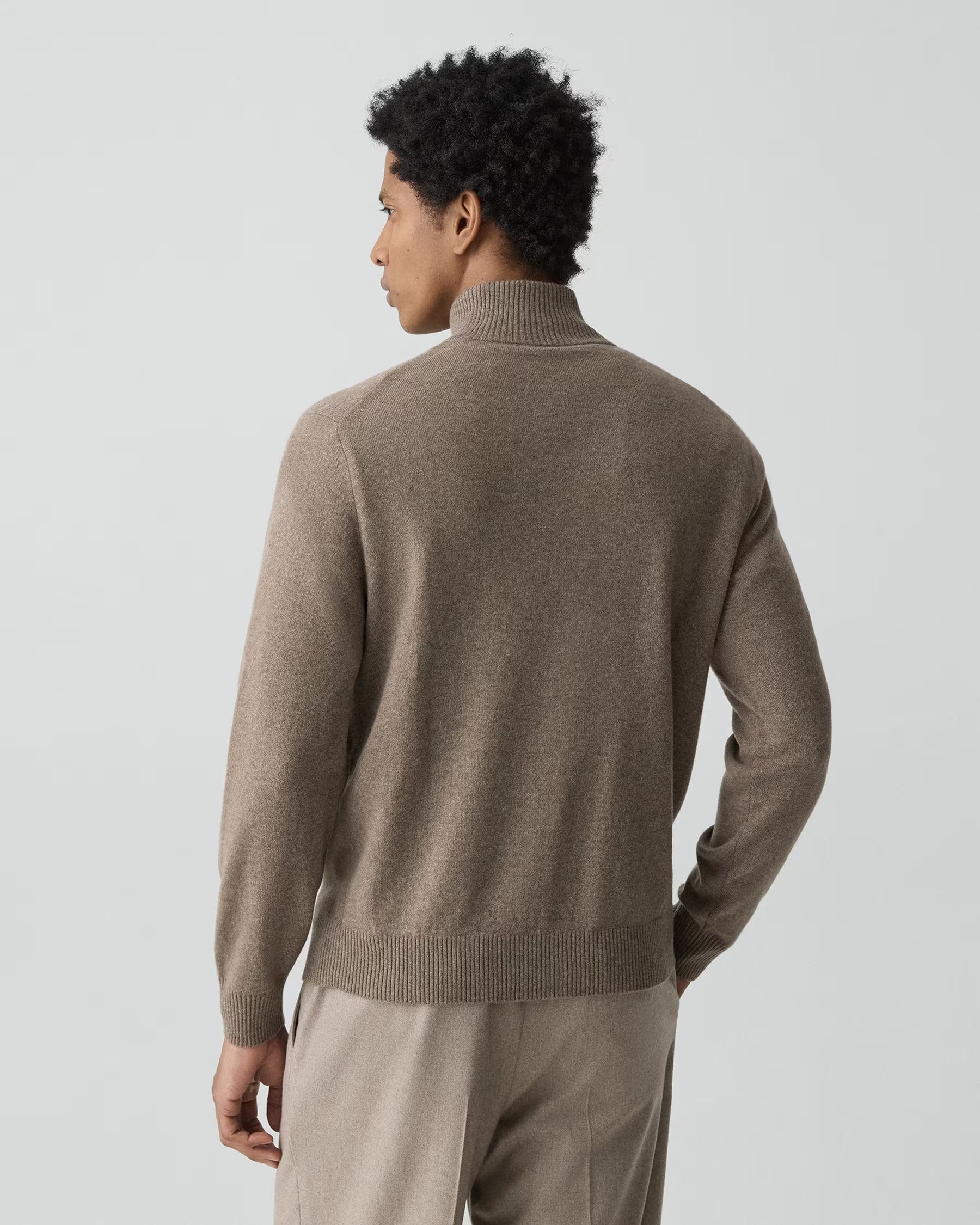 Theory Hilles Quarter-Zip Sweater in Cashmere - Dark Feather Melange