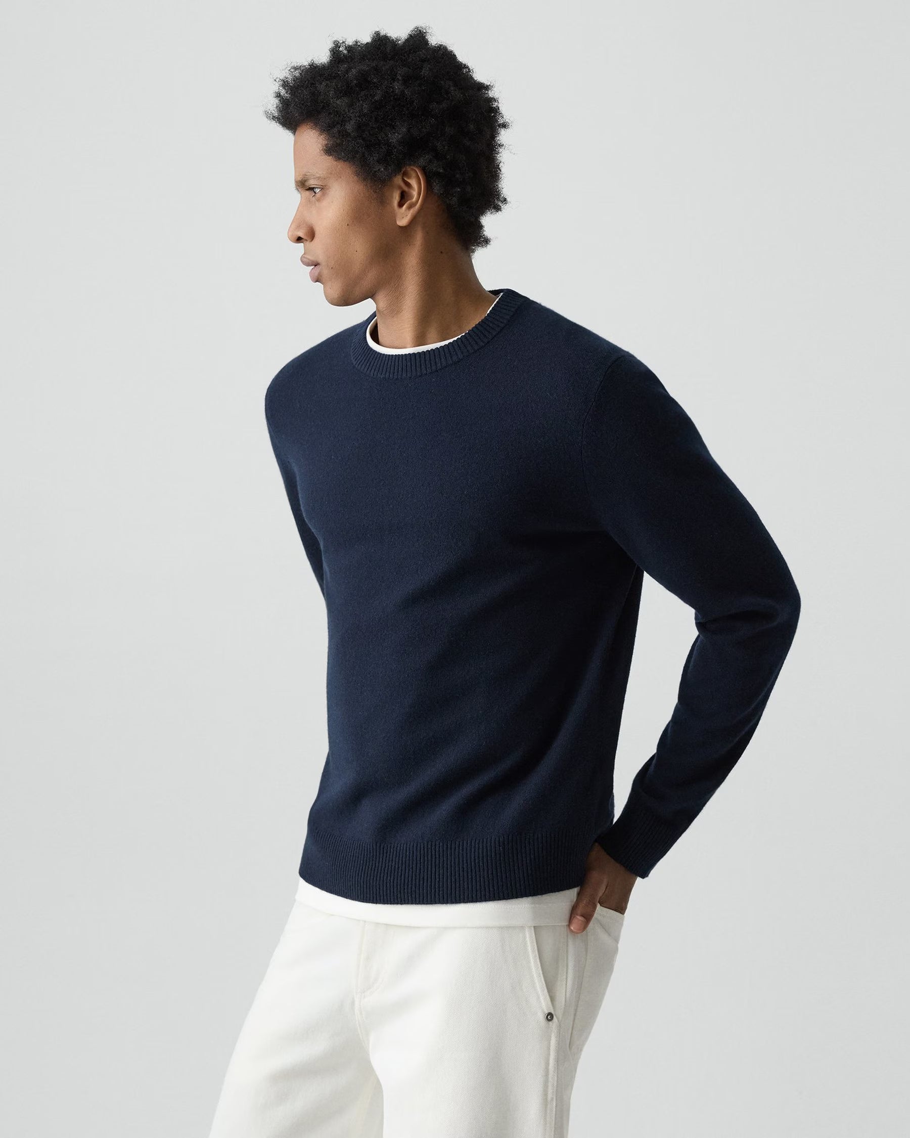 Theory Hilles Crewneck Sweater in Cashmere - Baltic