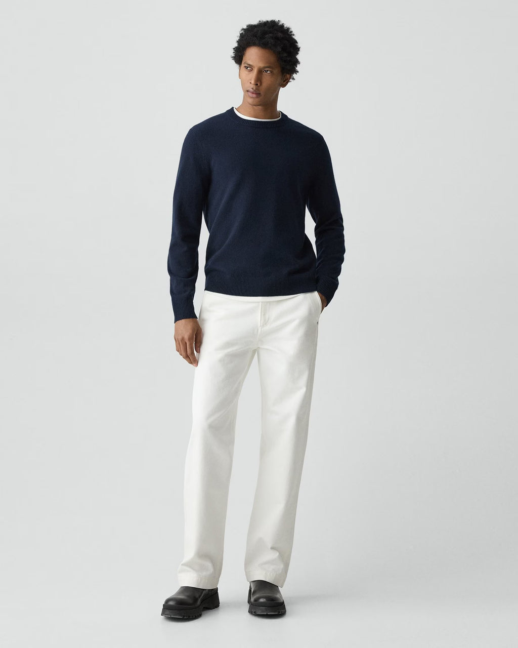 Theory Hilles Crewneck Sweater in Cashmere - Baltic