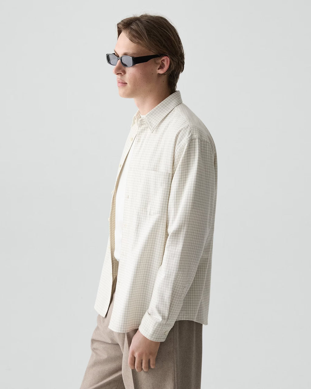 Theory Flannel Check Weekend Shirt- Winter Ivory Multi