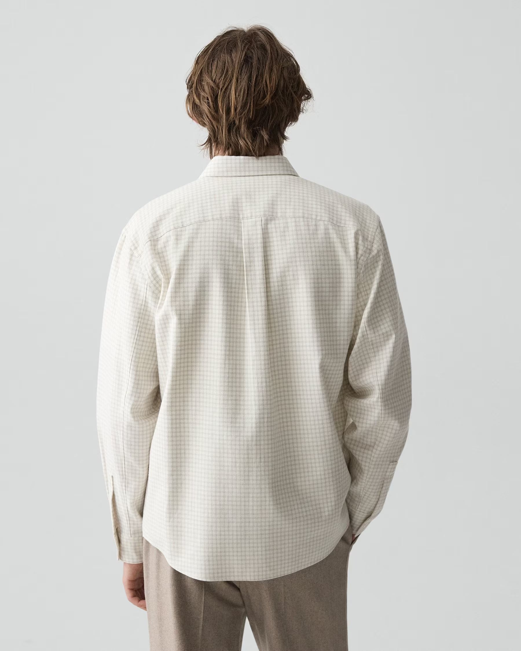 Theory Flannel Check Weekend Shirt- Winter Ivory Multi