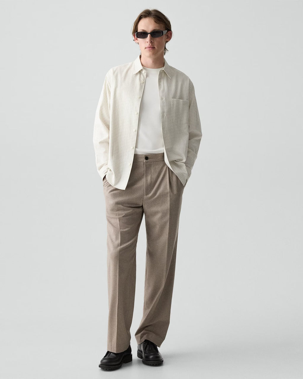 Theory Flannel Check Weekend Shirt- Winter Ivory Multi