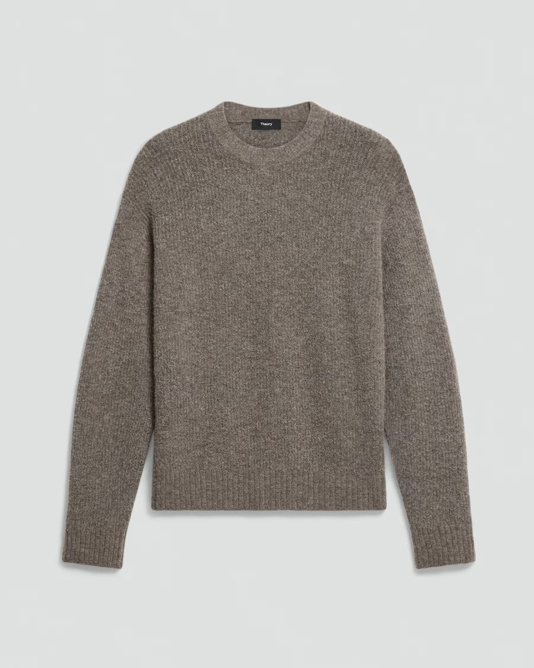 Theory Astor Wool Relaxed Crewneck Sweater - Light Brownwood