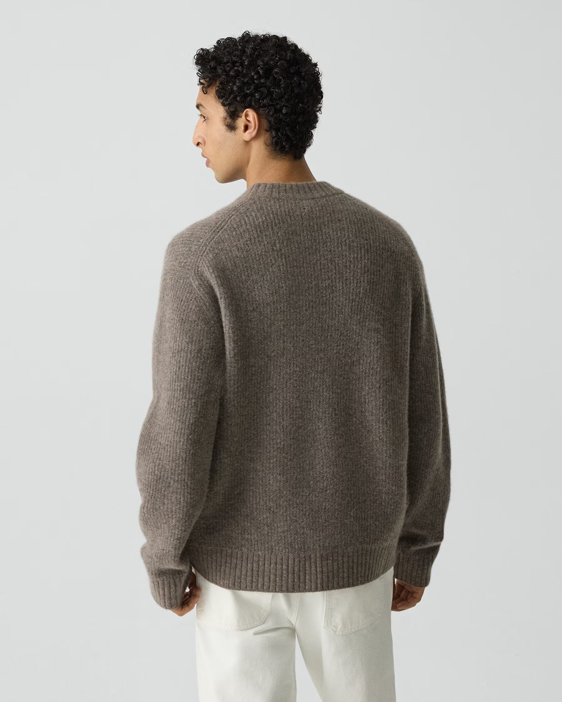 Theory Astor Wool Relaxed Crewneck Sweater - Light Brownwood