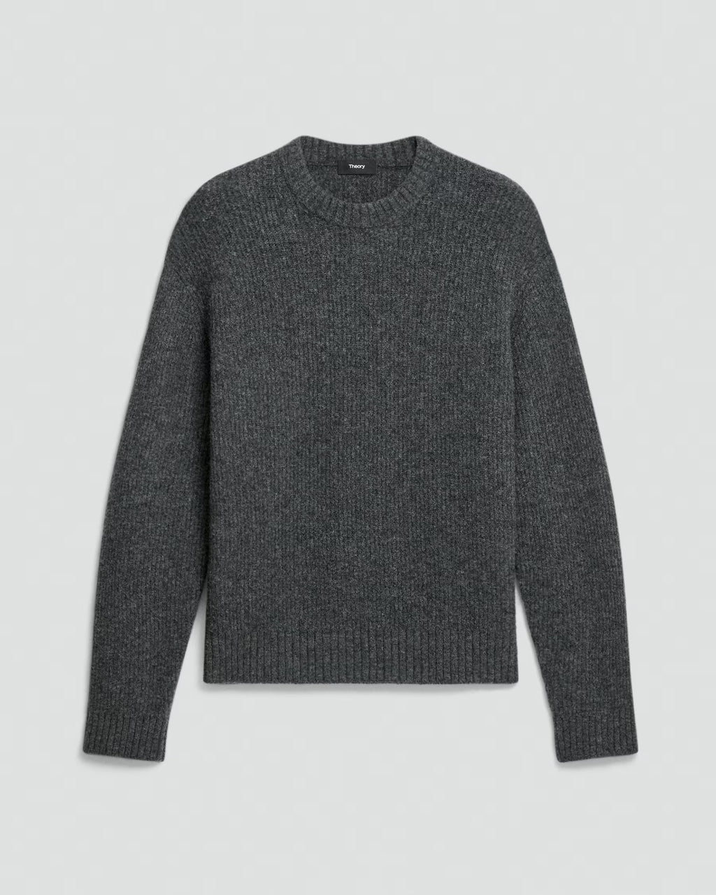 Theory Astor Wool Relaxed Crewneck Sweater - Charcoal