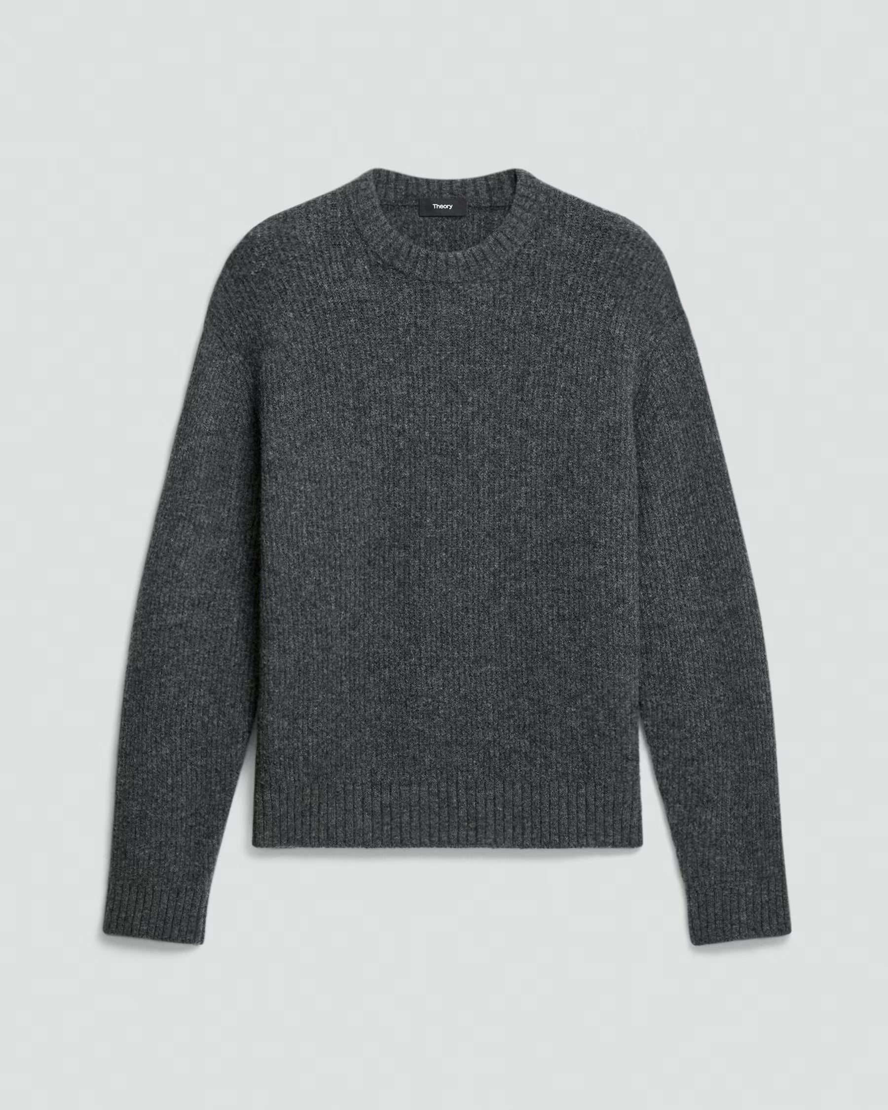 Theory Astor Wool Relaxed Crewneck Sweater - Charcoal