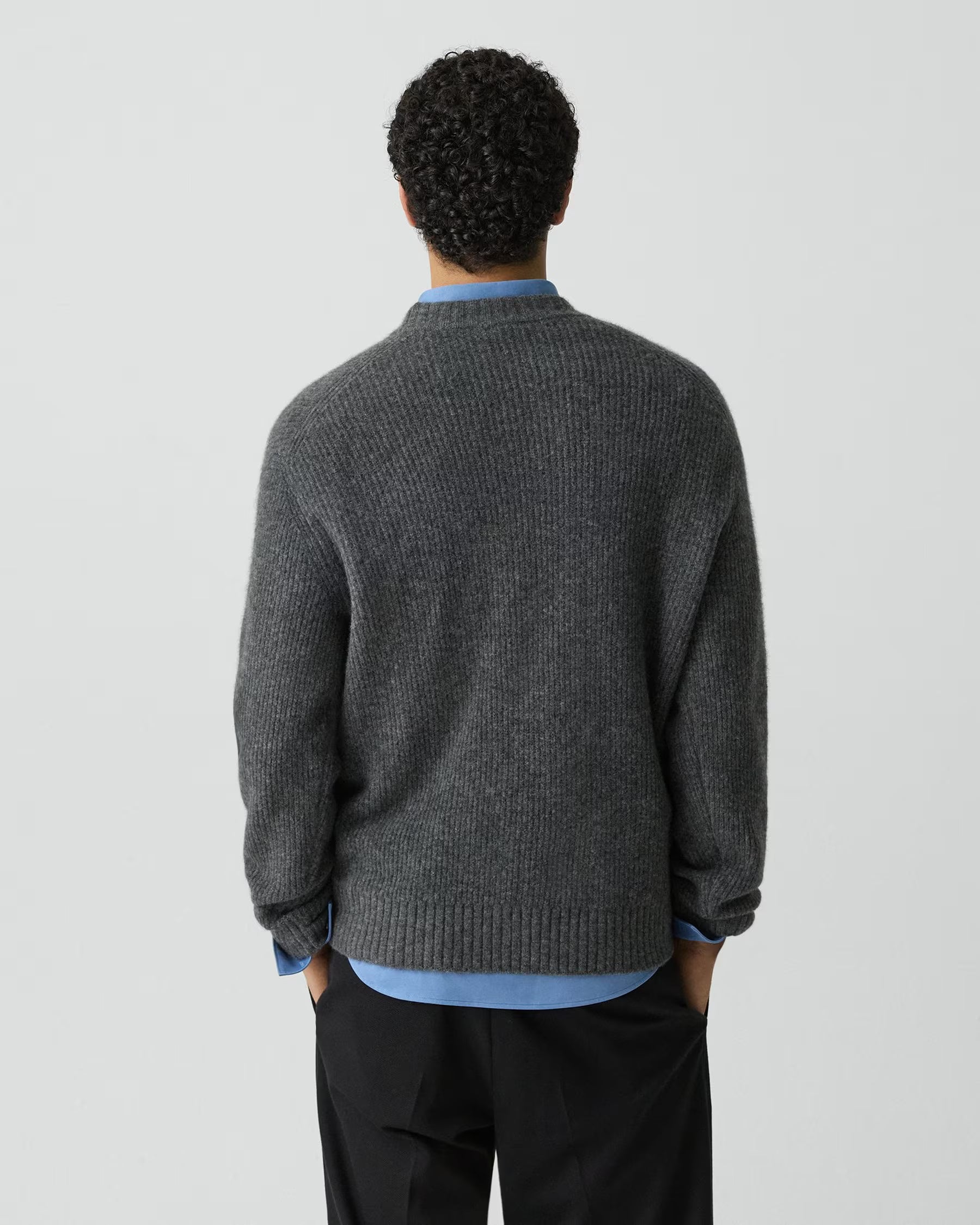 Theory Astor Wool Relaxed Crewneck Sweater - Charcoal