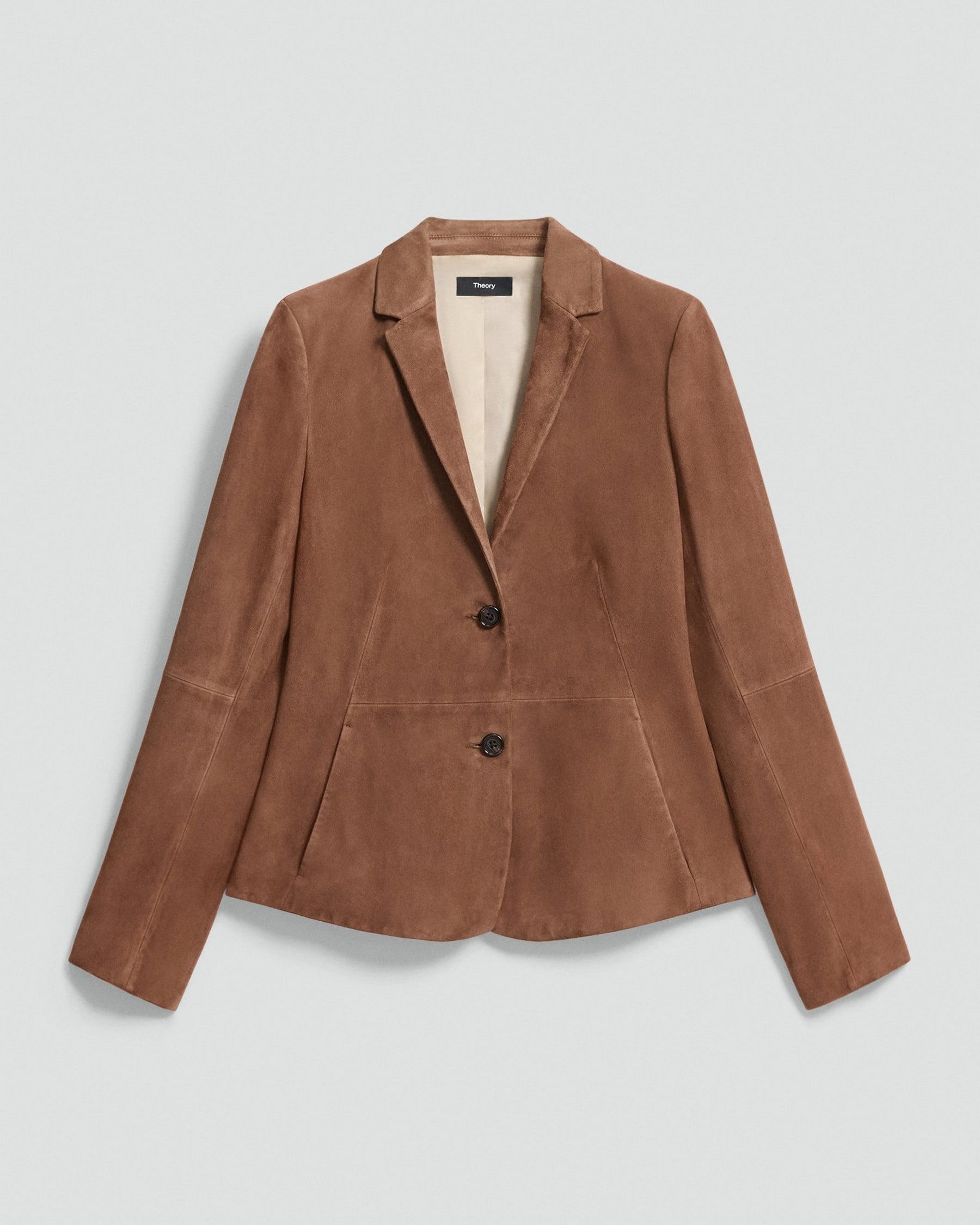 Theory Fitted Blazer in Suede - Caramel