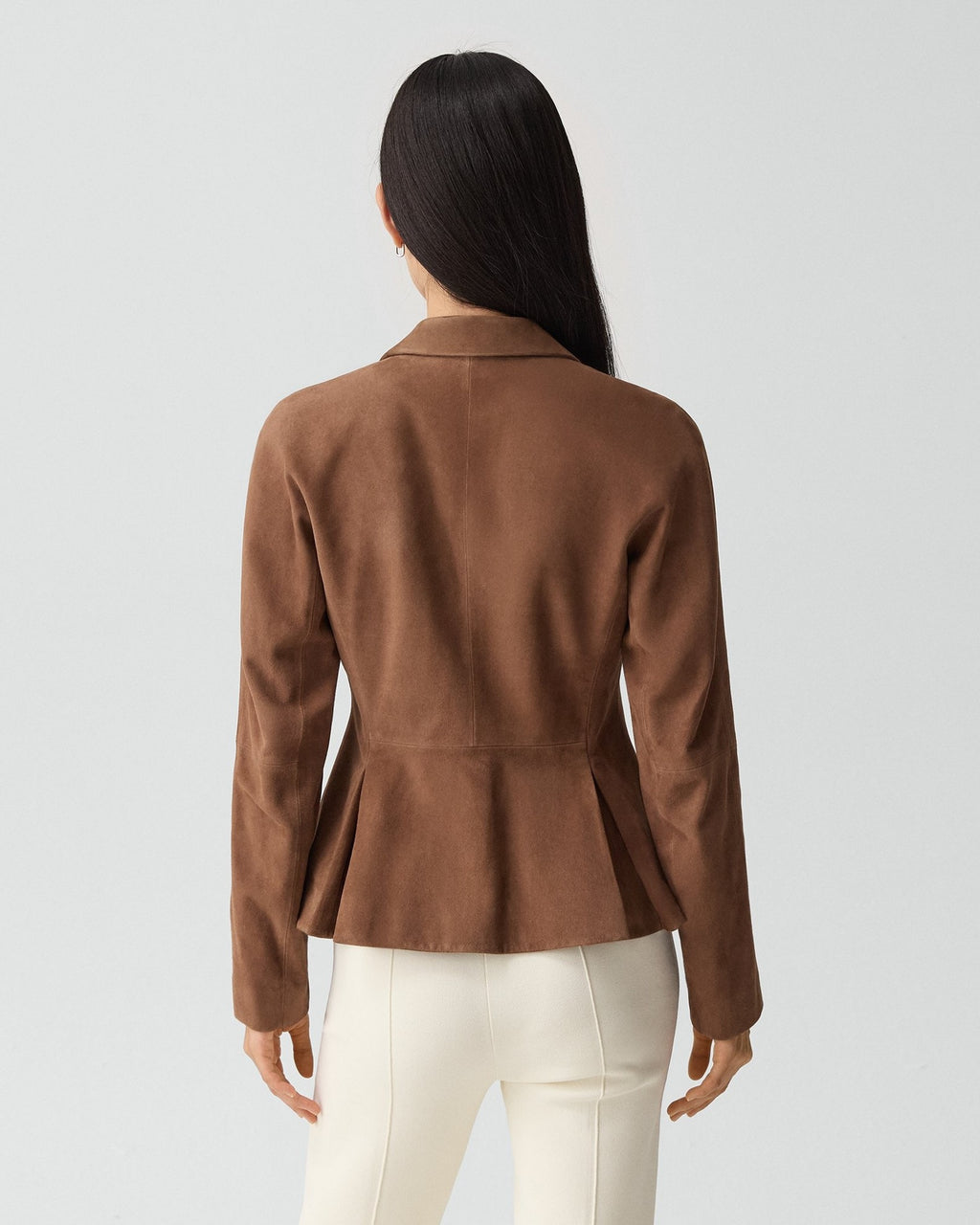 Theory Fitted Blazer in Suede - Caramel