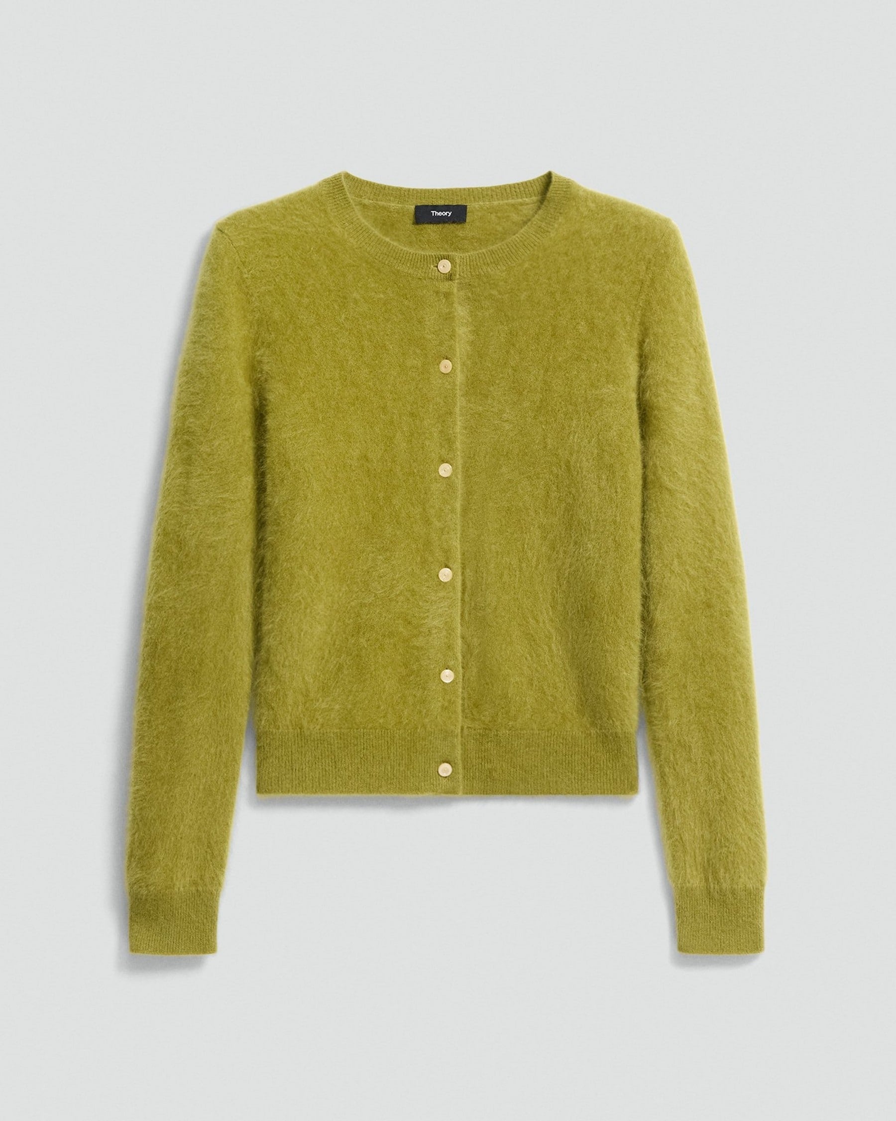 Theory Brushed Cardigan in Airy Cashmere - Dark Pear