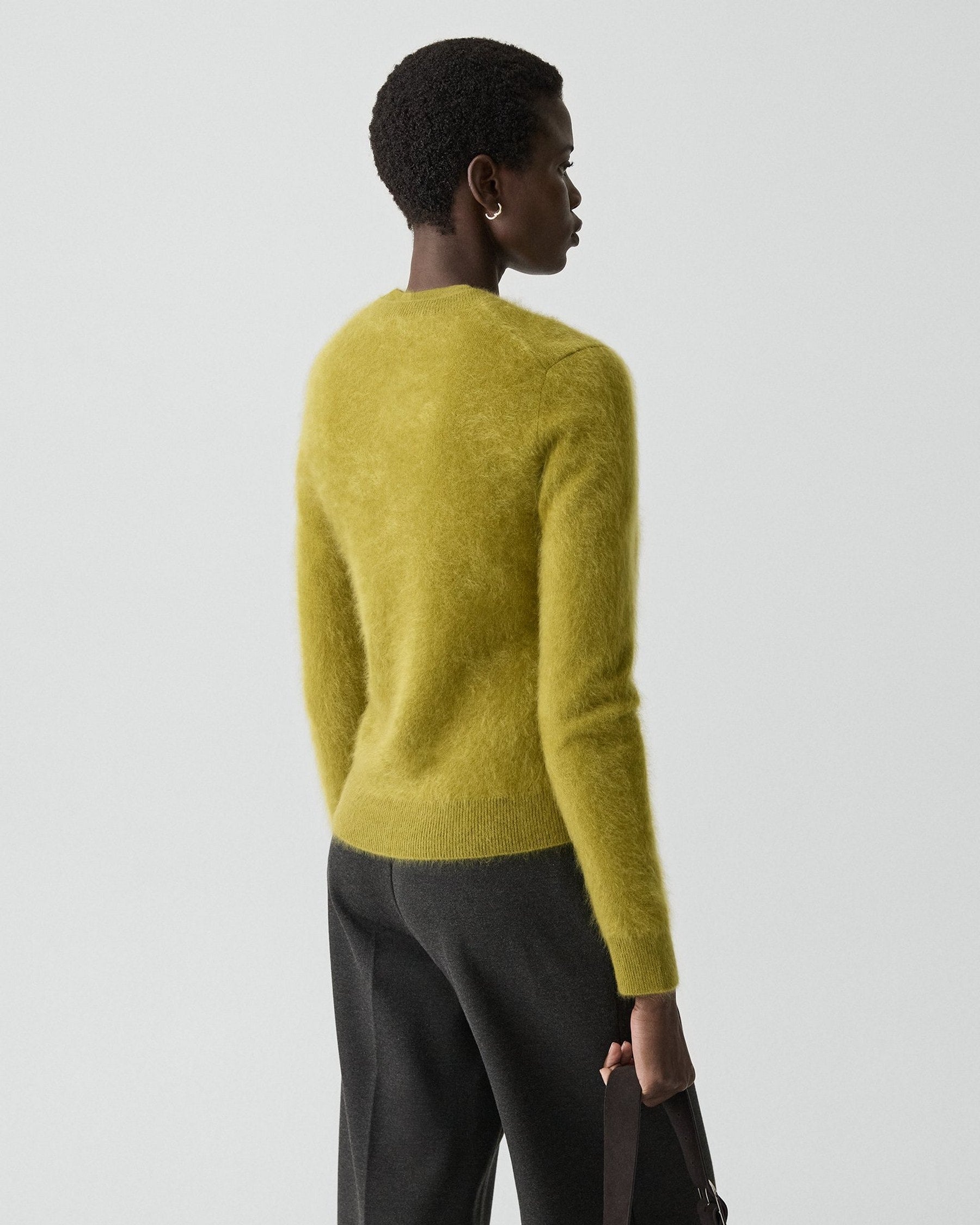 Theory Brushed Cardigan in Airy Cashmere - Dark Pear