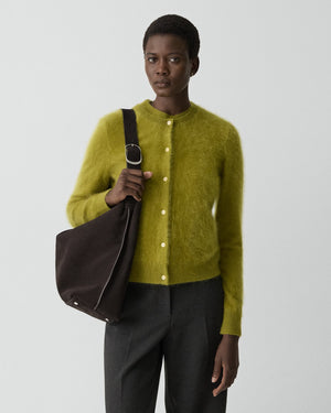 Theory Brushed Cardigan in Airy Cashmere - Dark Pear