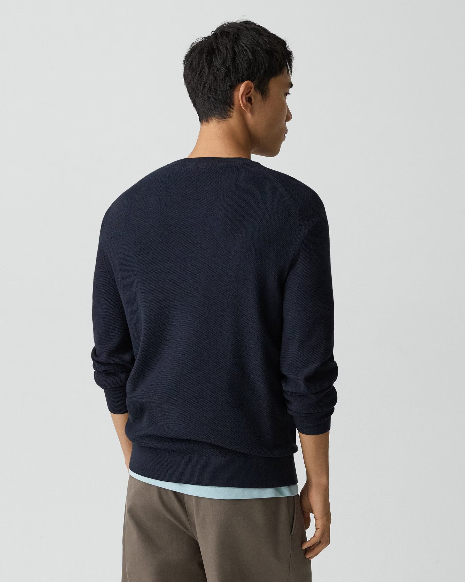 Theory Riland Crewneck Sweater in Light Bilen - Dark Eclipse