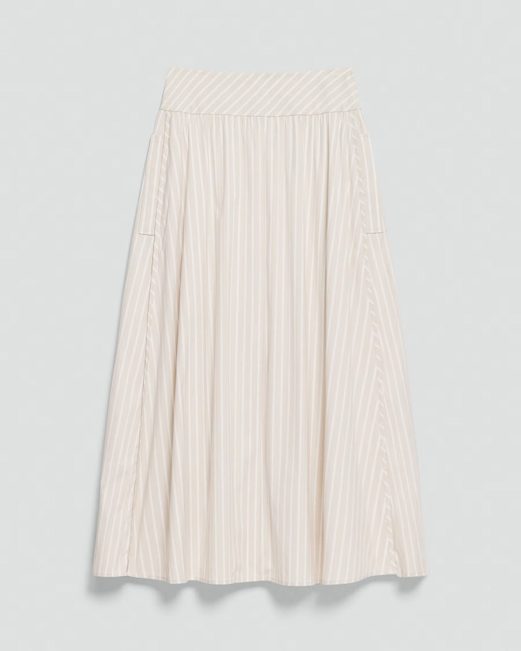 Theory Vented Skirt in Striped Cotton-Blend - Sand Multi