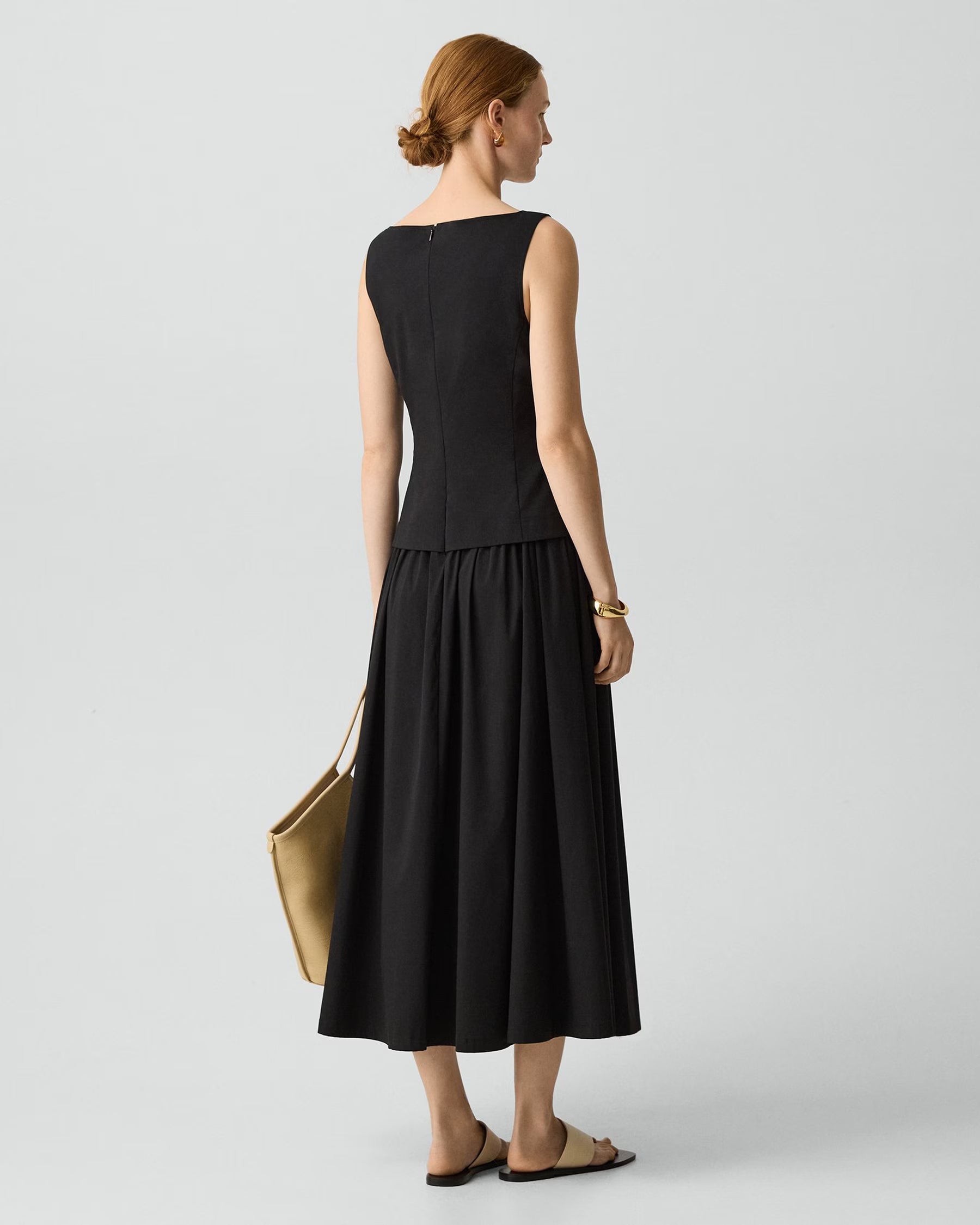 boatneck midi dress Theory Boatneck Midi Dress In Relaxed Poplin